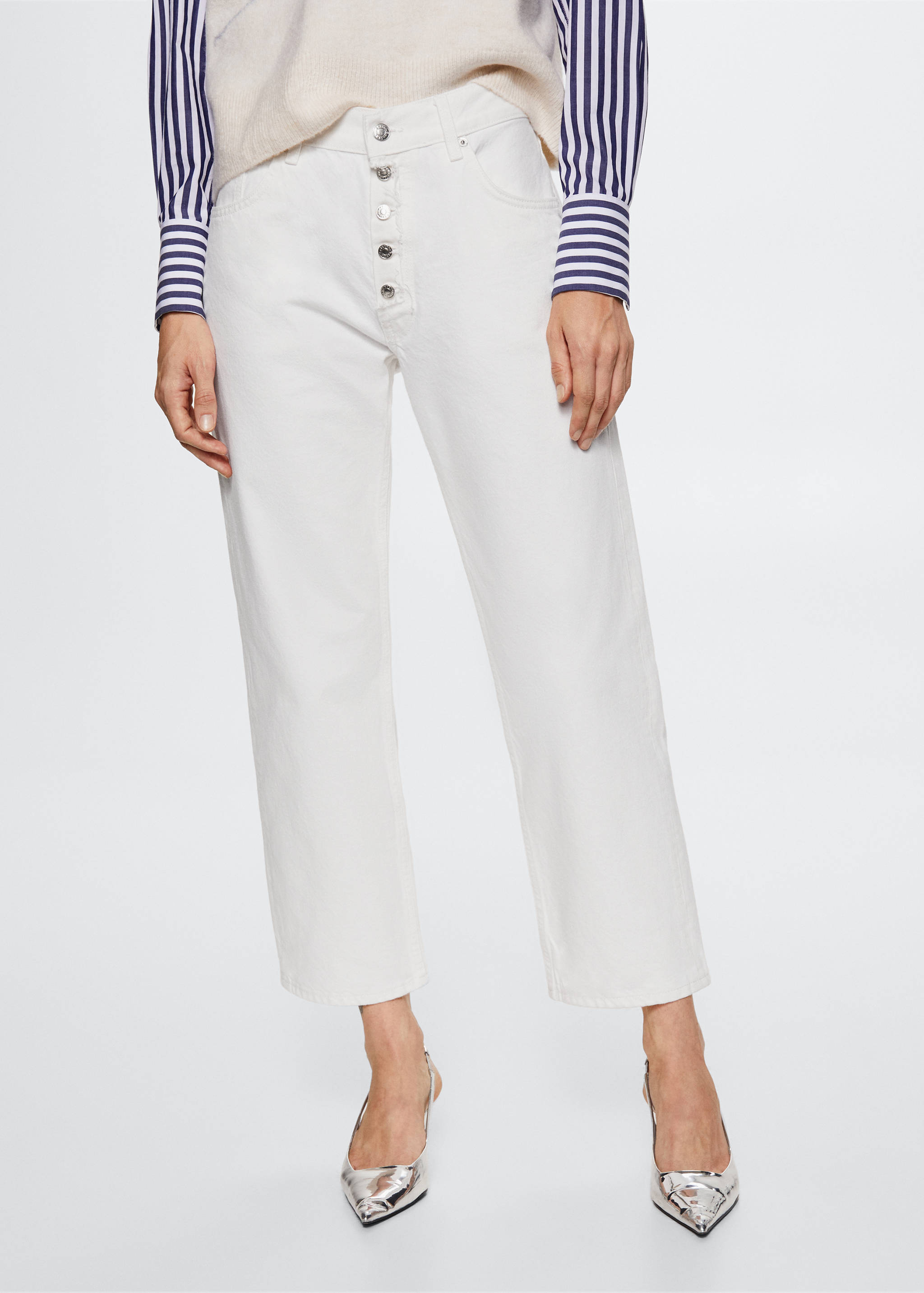 Jeans rectos crop - Plano medio