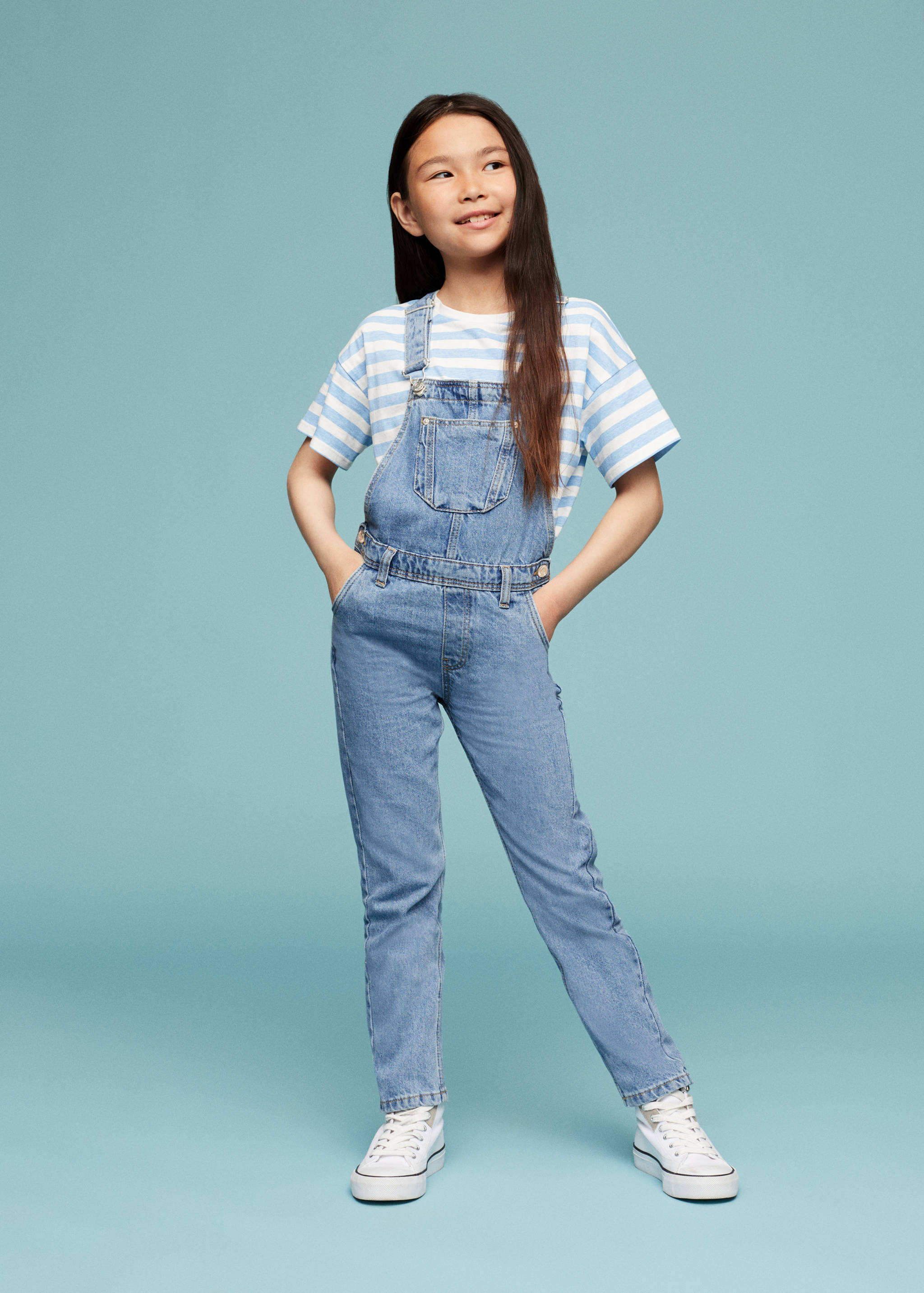 Lange denim tuinbroek - Overzichtstekening