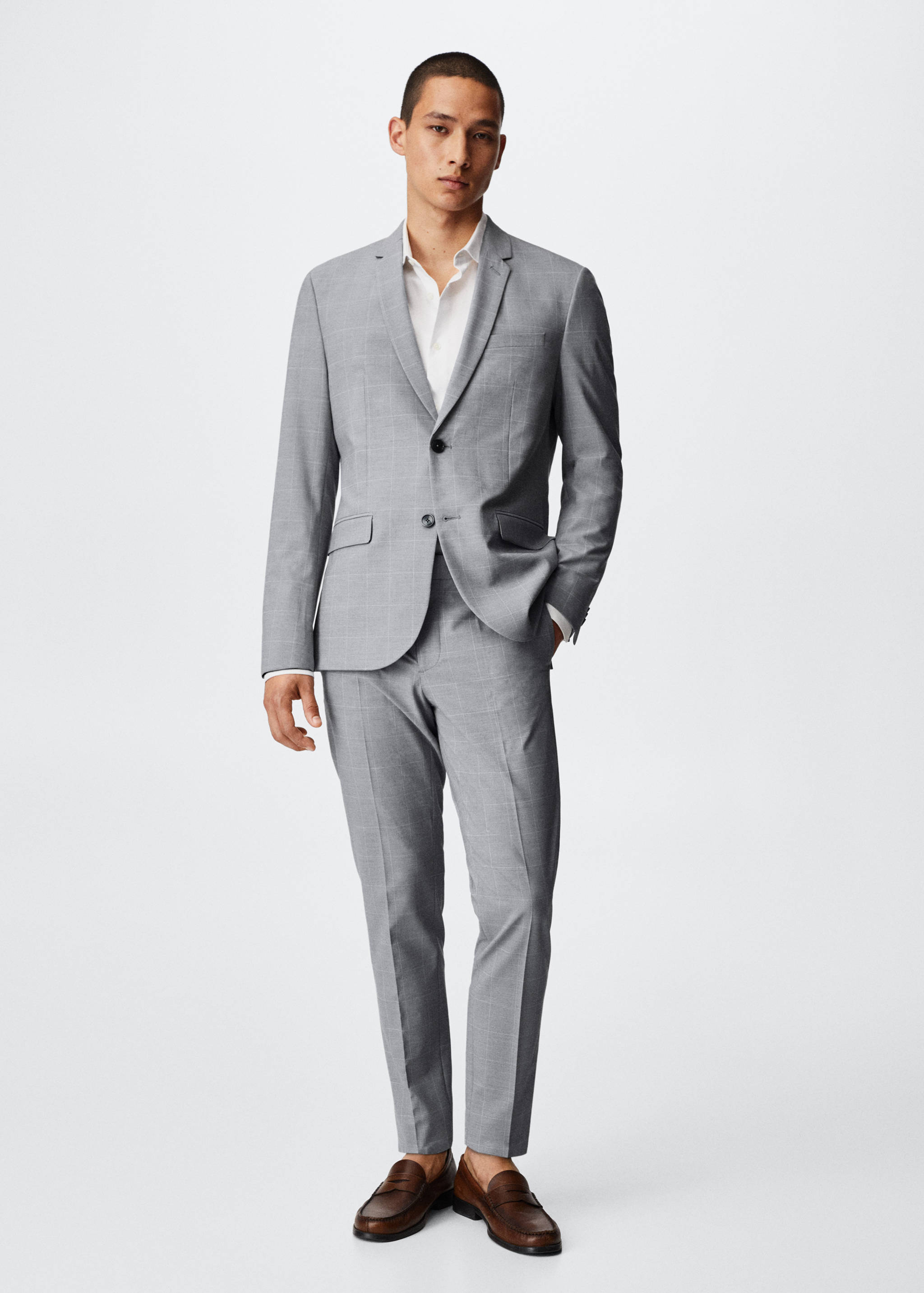 Super slim-fit Tailored check trousers - General plane
