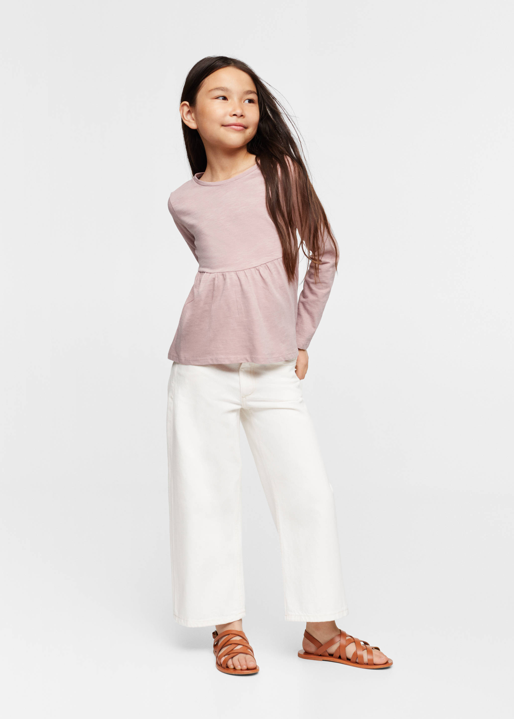 Langarm-T-Shirt mit Rüschen - Mittlere Ansicht