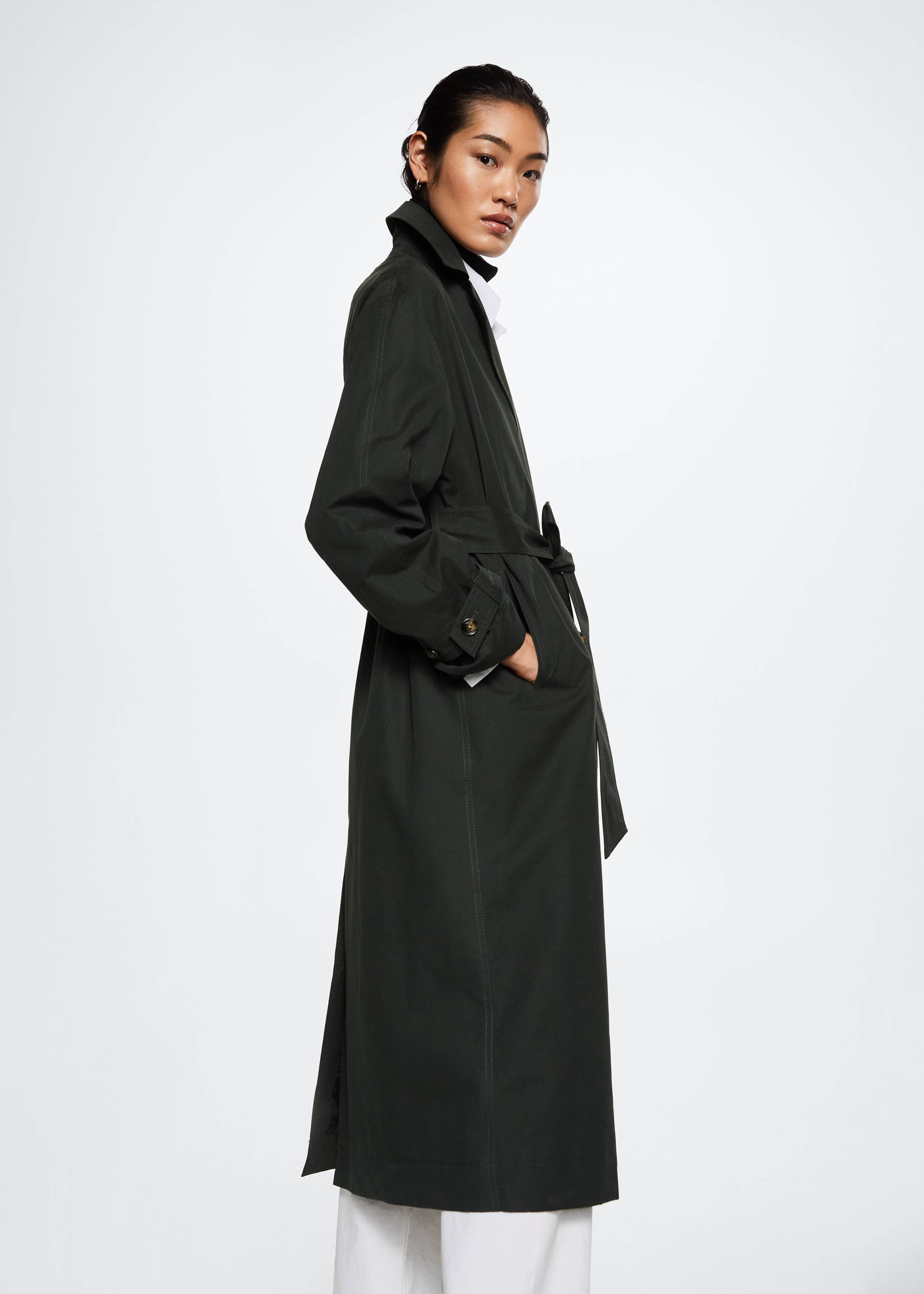 Oversized katoenen trenchcoat - Middenvlak