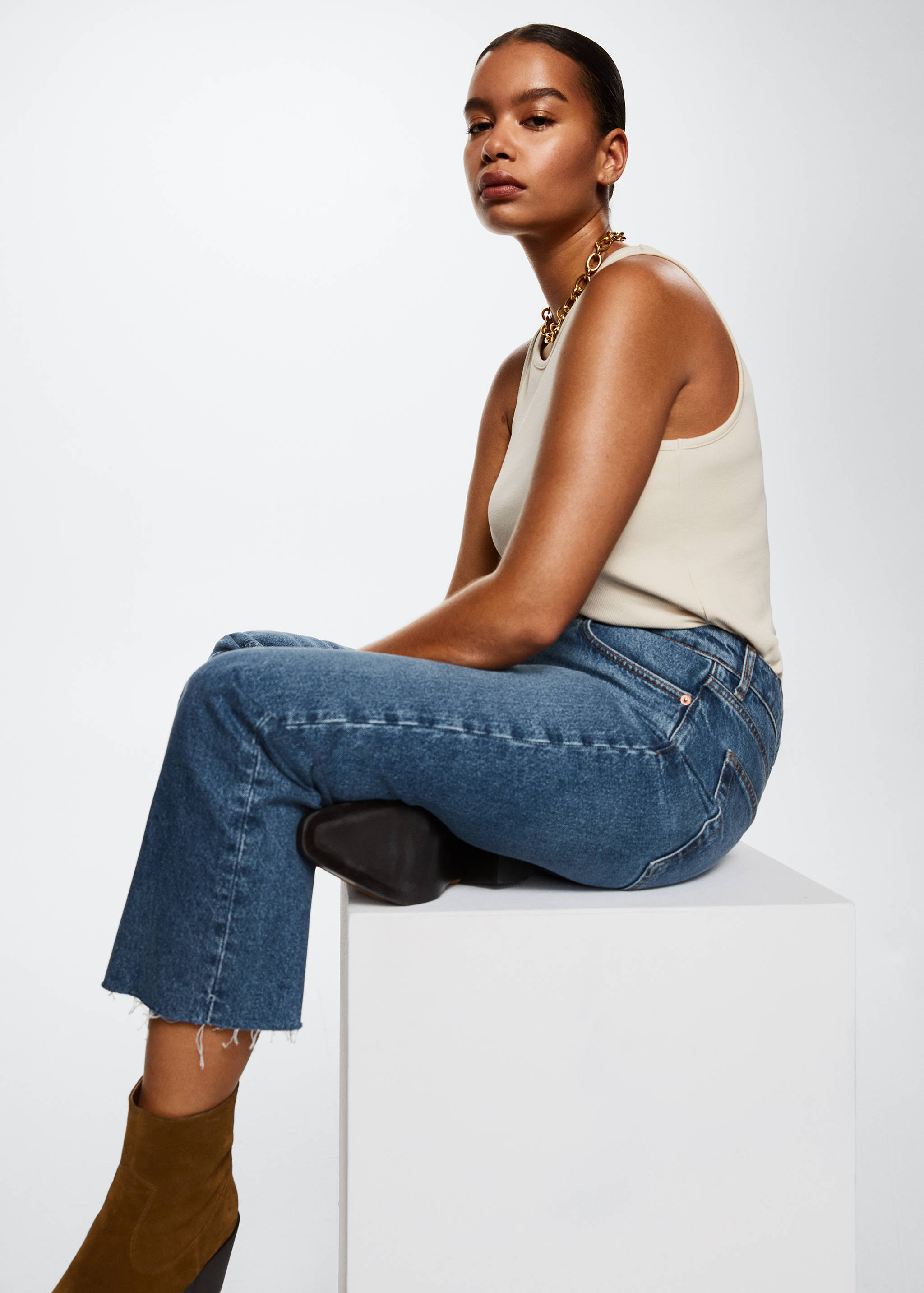 Jeans rectos tiro alto crop - Detalle del artículo 5