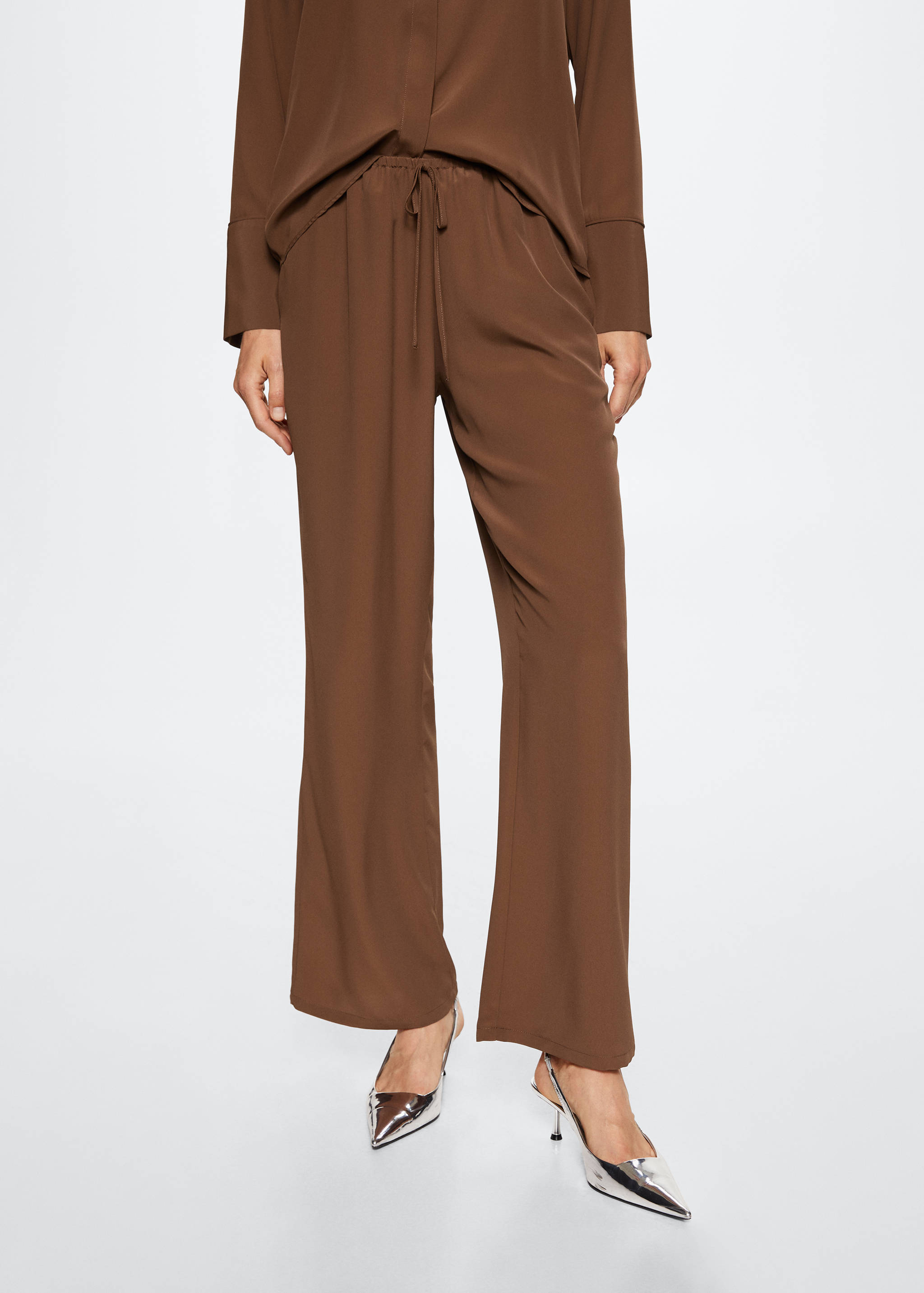 Drawstring straight pants - Medium plane