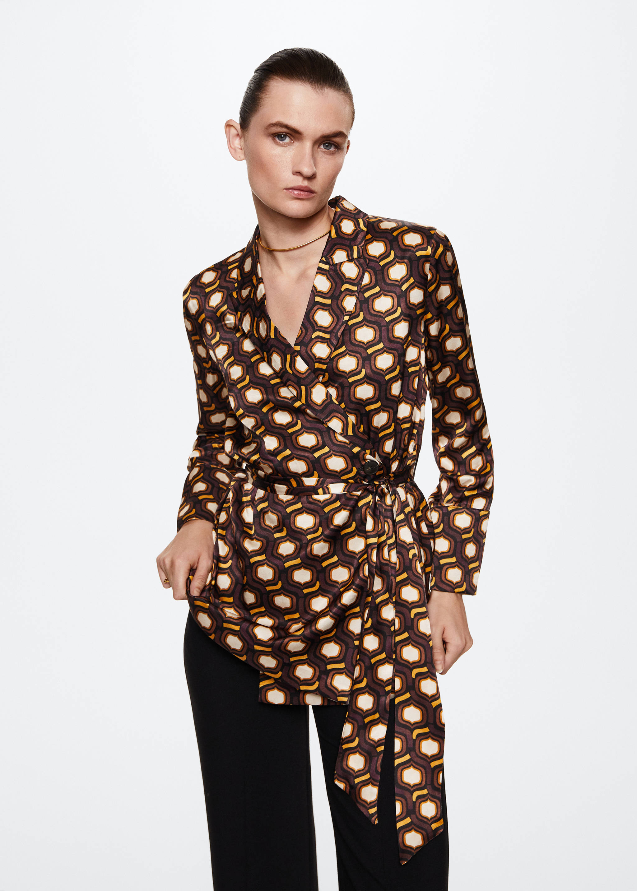 Americana creuada estampat geomètric  - Pla mig