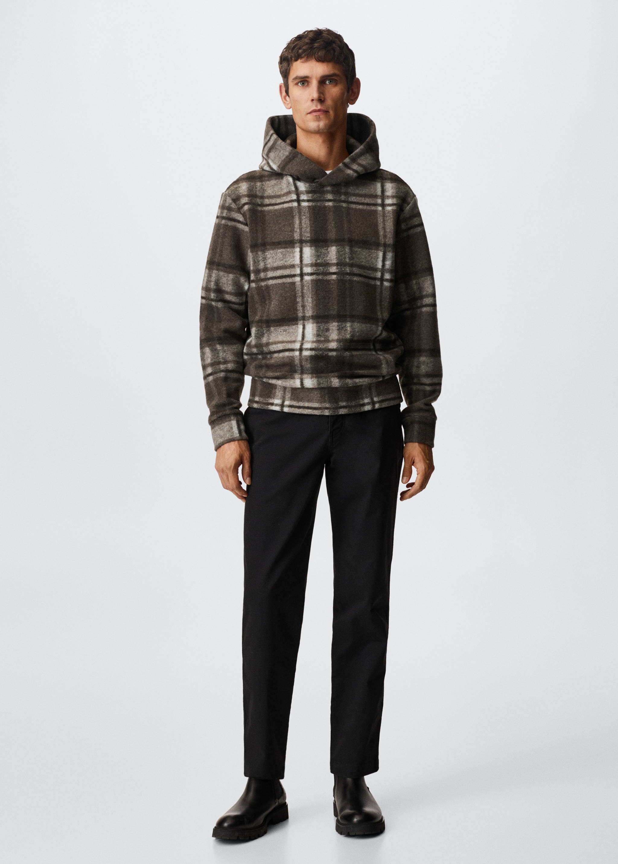 Texturiertes Sweatshirt mit Karomuster - Allgemeine Ansicht