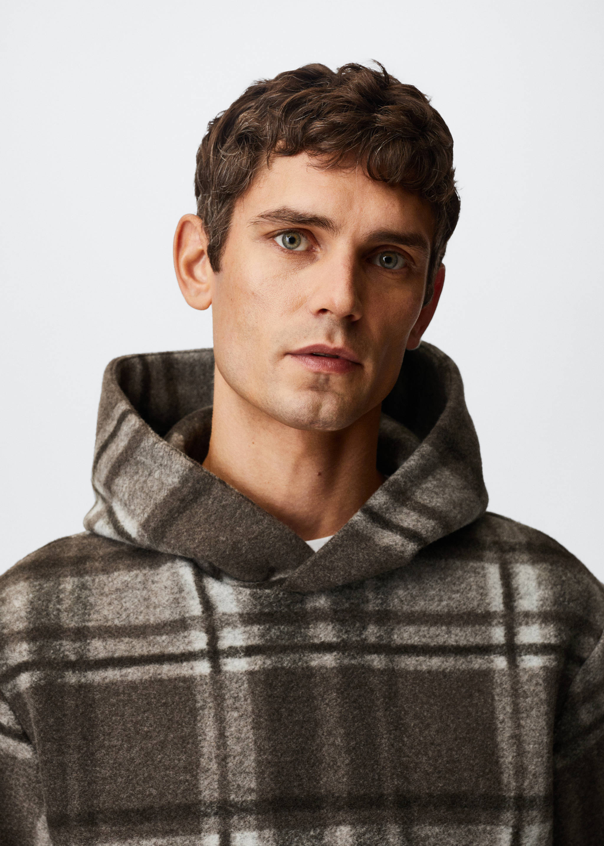 Texturiertes Sweatshirt mit Karomuster - Detail des Artikels 1