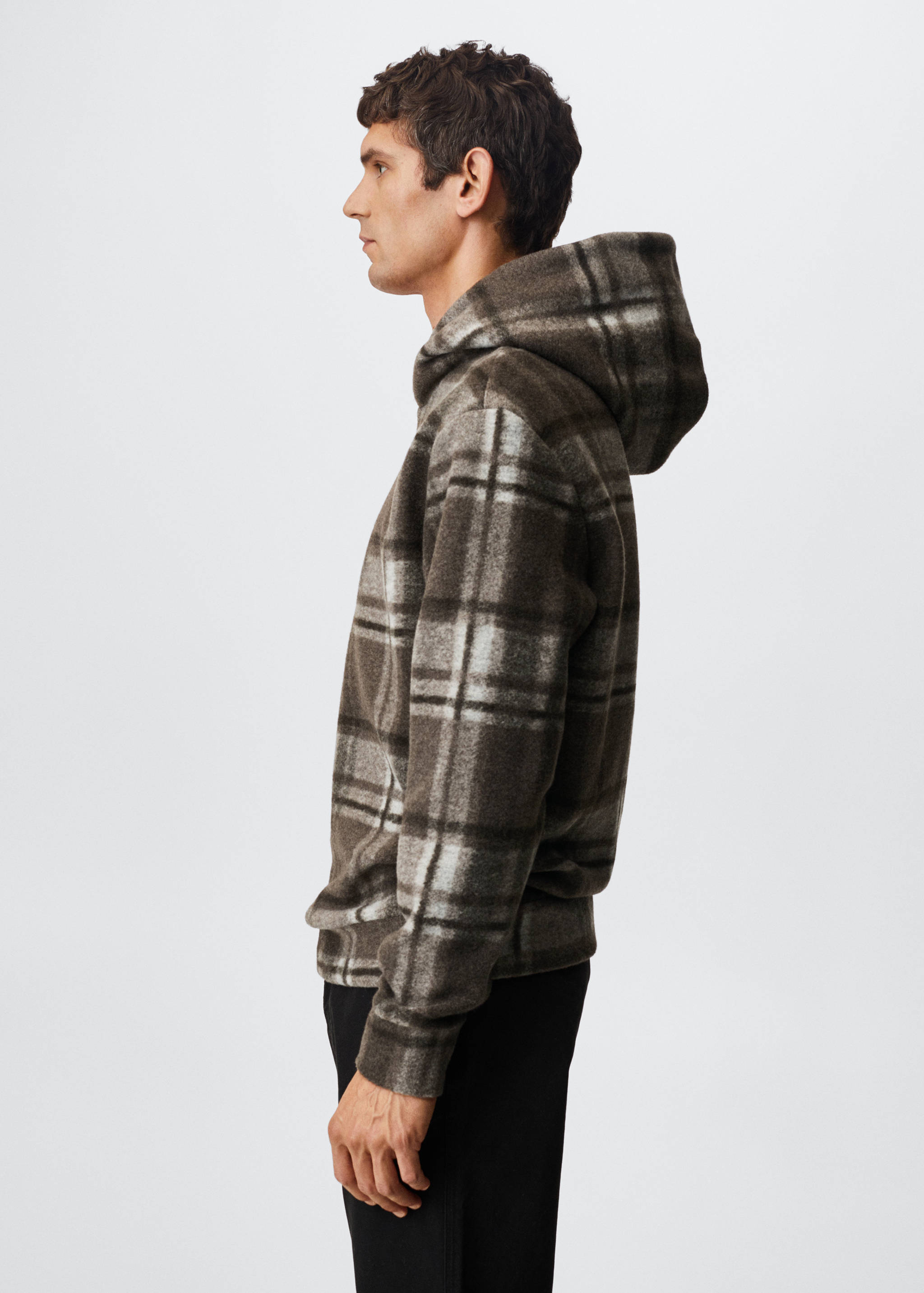 Texturiertes Sweatshirt mit Karomuster - Detail des Artikels 6