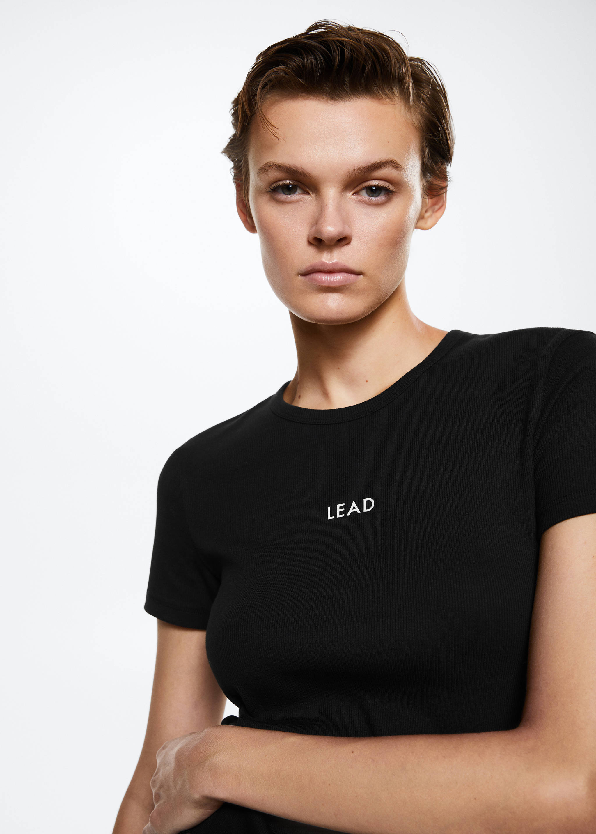 Geripptes Shirt mit Textaufdruck - Detail des Artikels 4