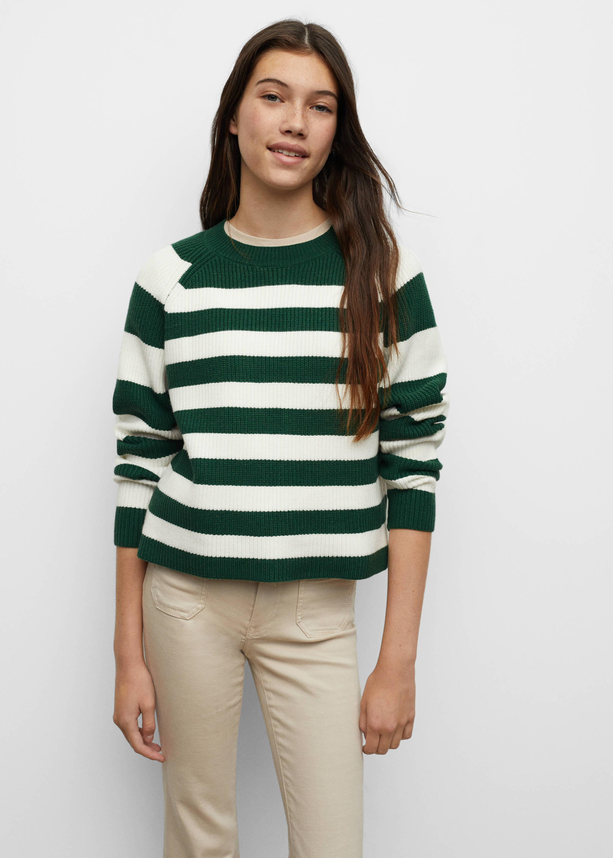 Round-neck striped sweater - Medium plane