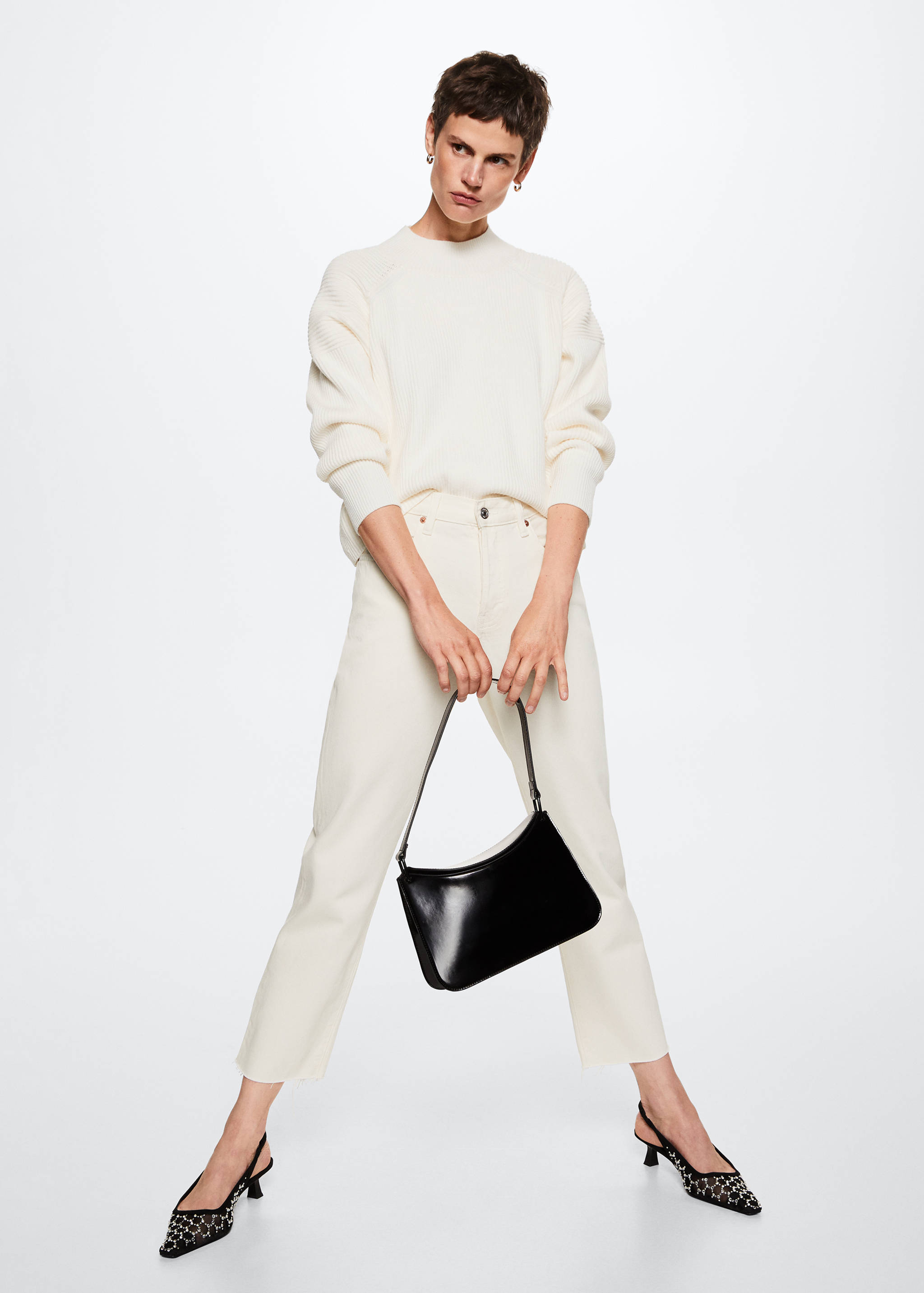 Jeans rectos tiro alto crop - Plano general