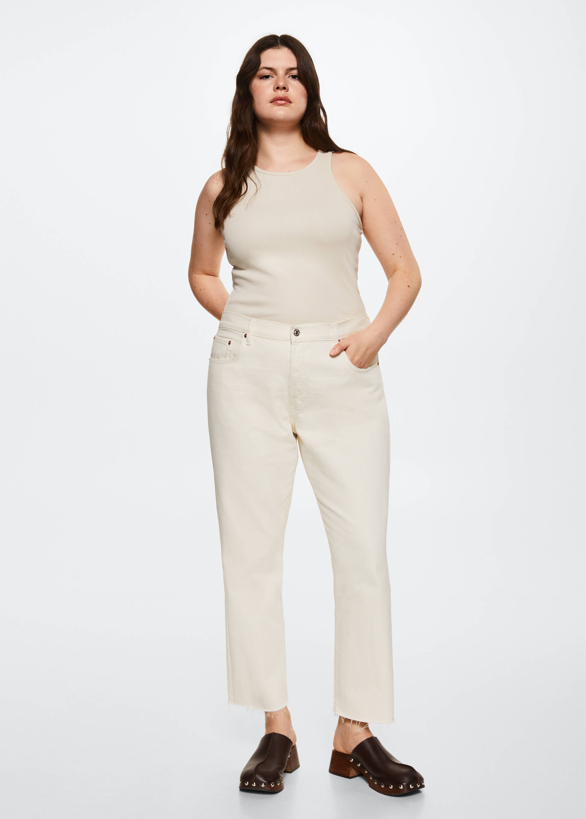 Jeans rectos tiro alto crop - Detalle del artículo 4