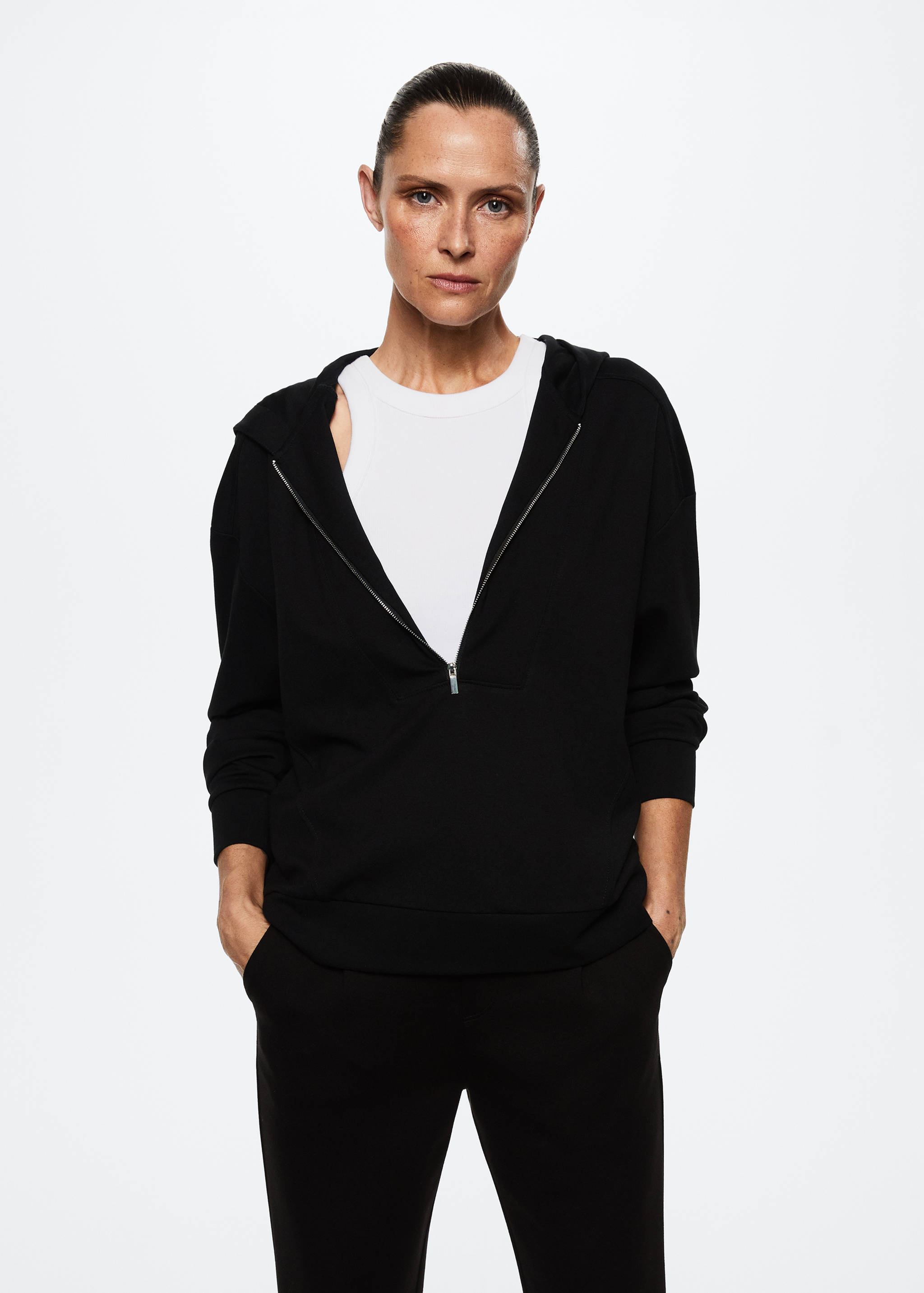 Sweat-shirt col montant zip - Plan moyen