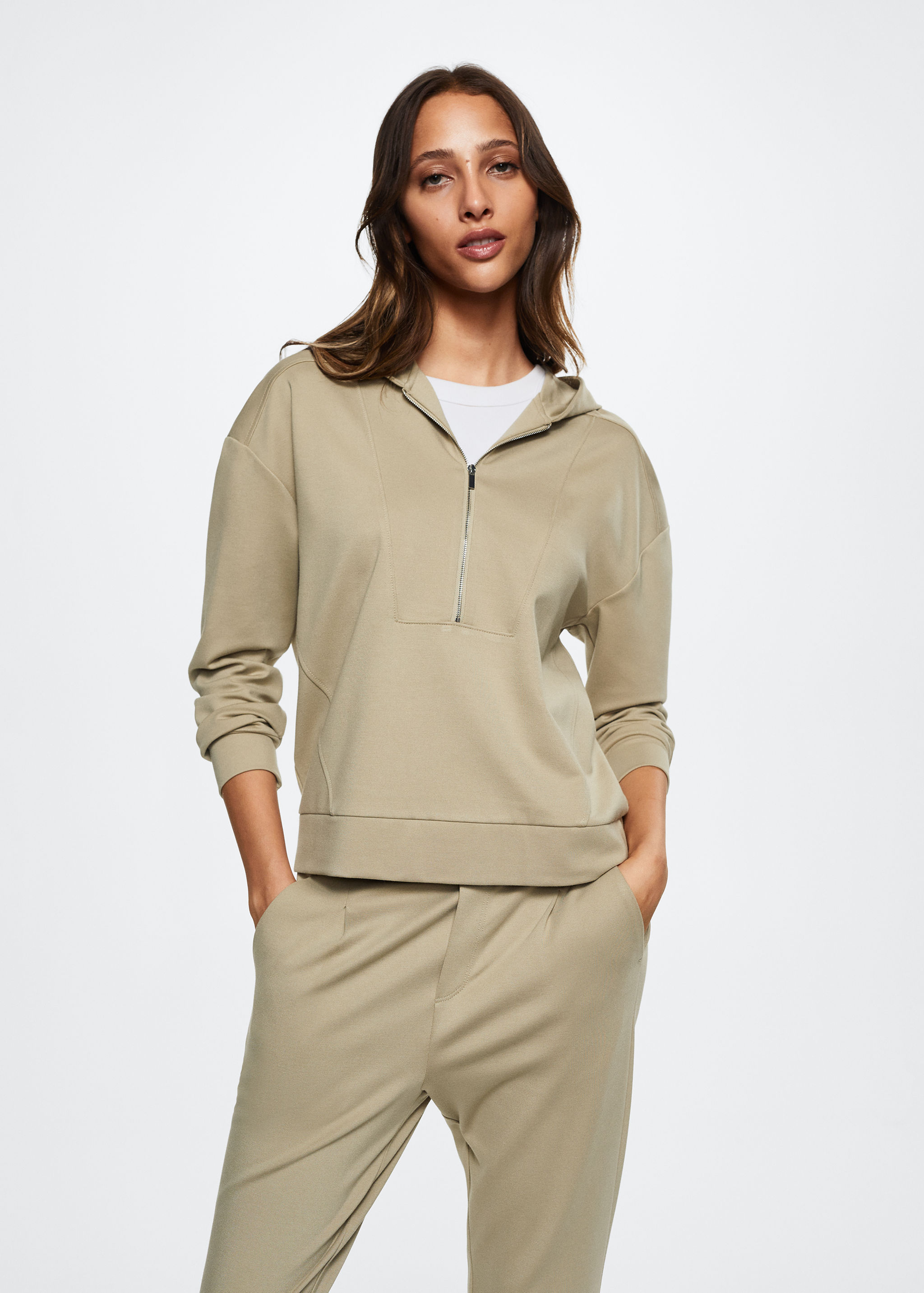 Sweat-shirt col montant zip - Plan moyen