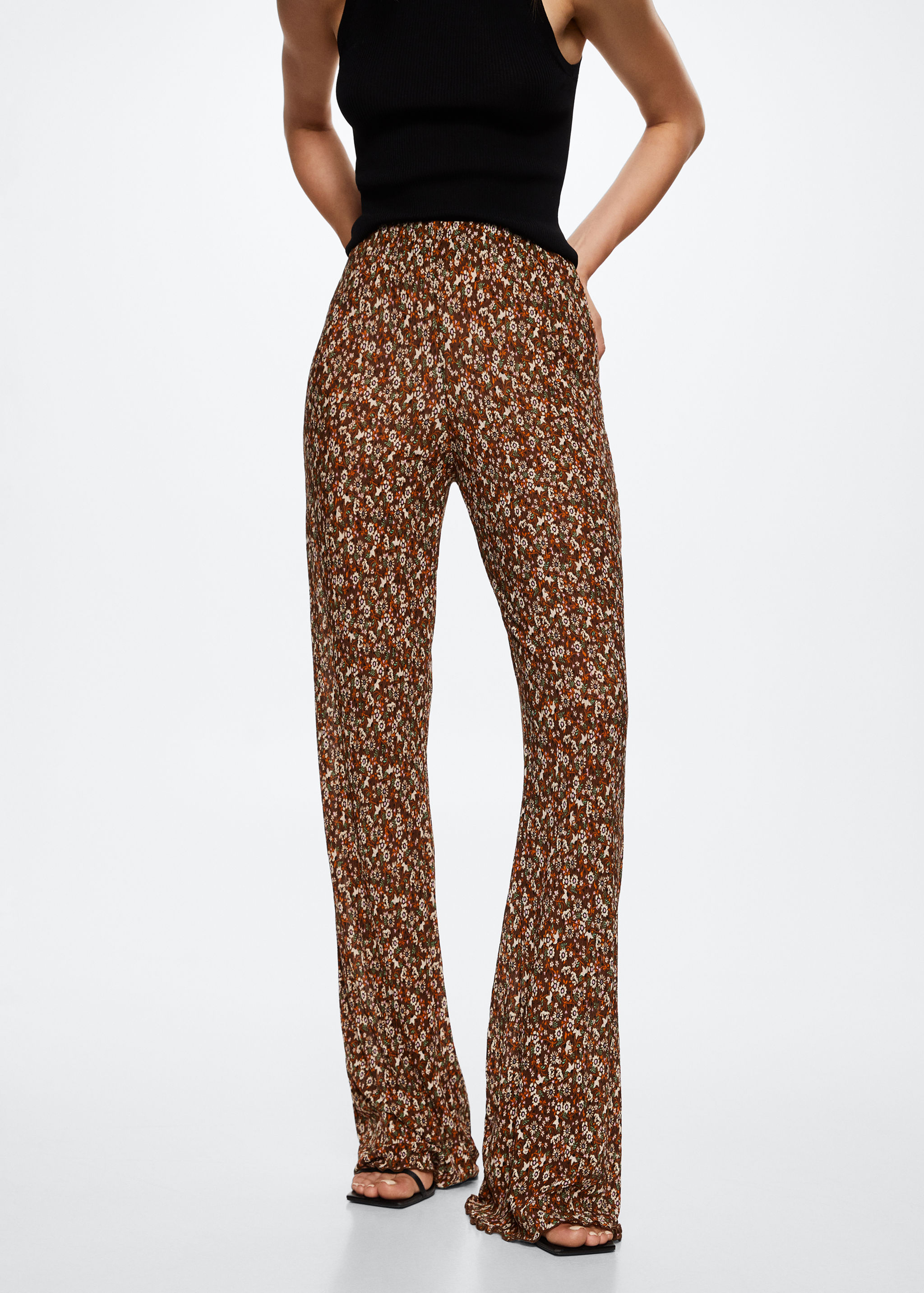 Flared floral-print trousers - Medium plane