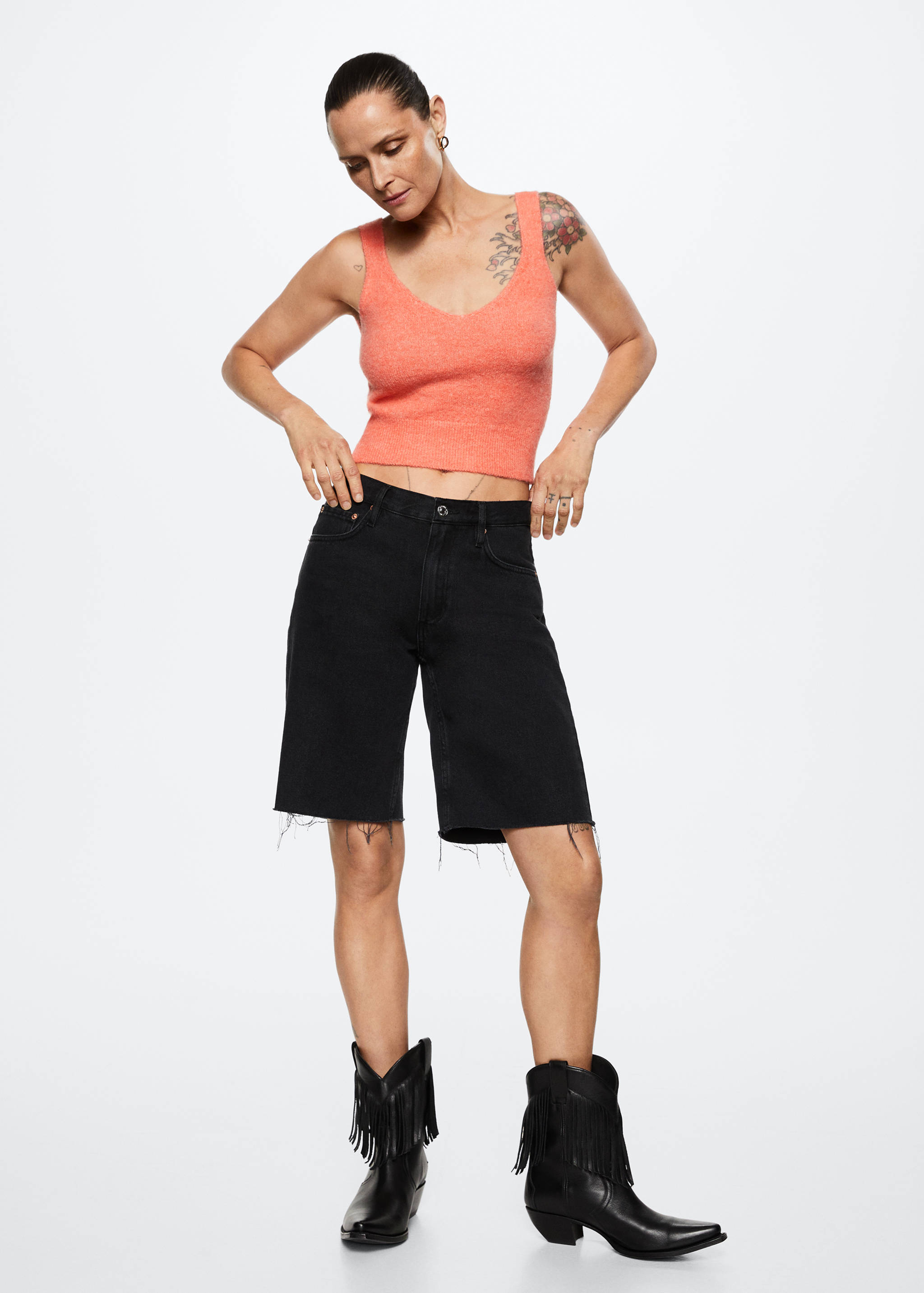 Knitted cropped top - General plane