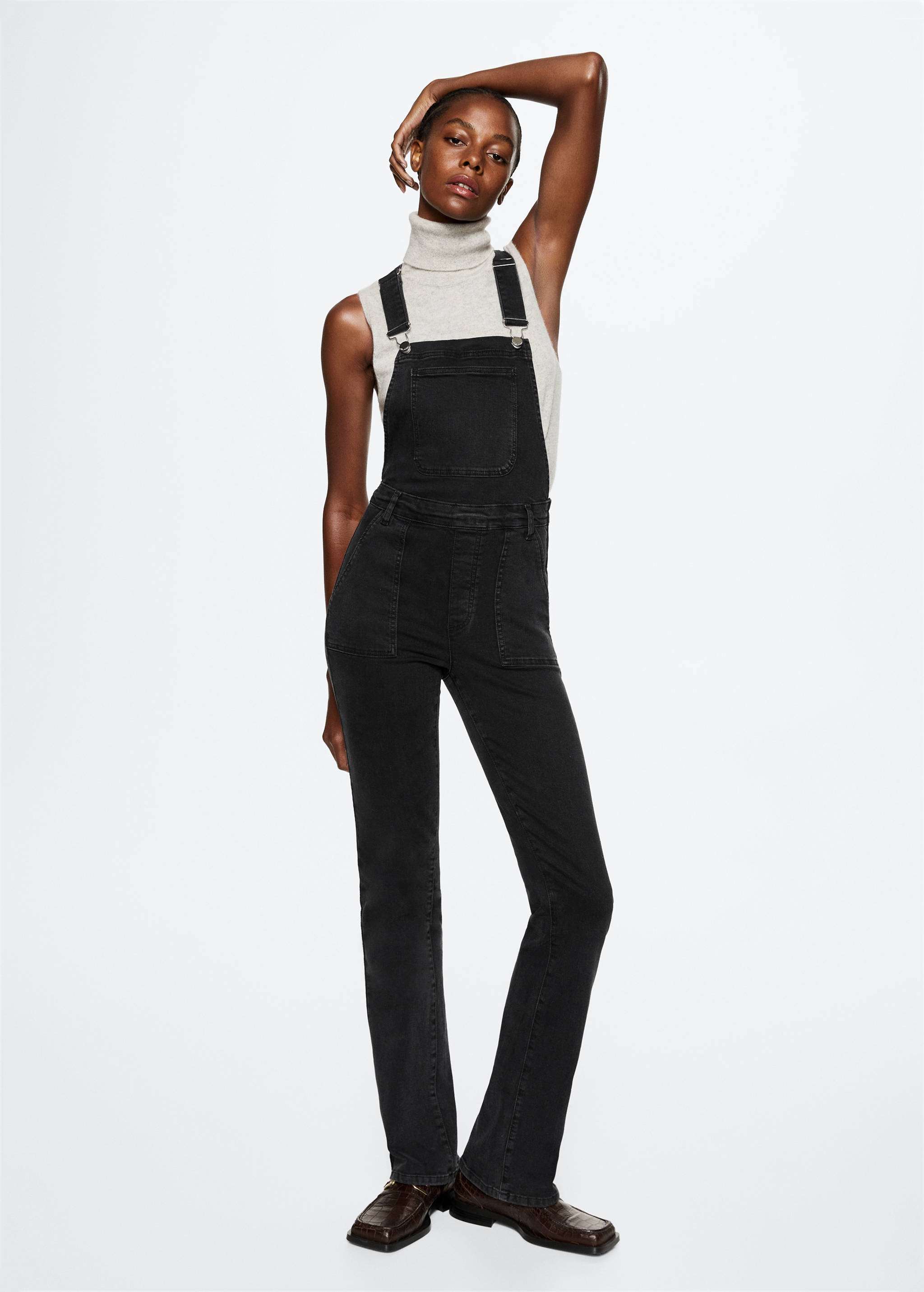 Lined denim dungarees - General plane