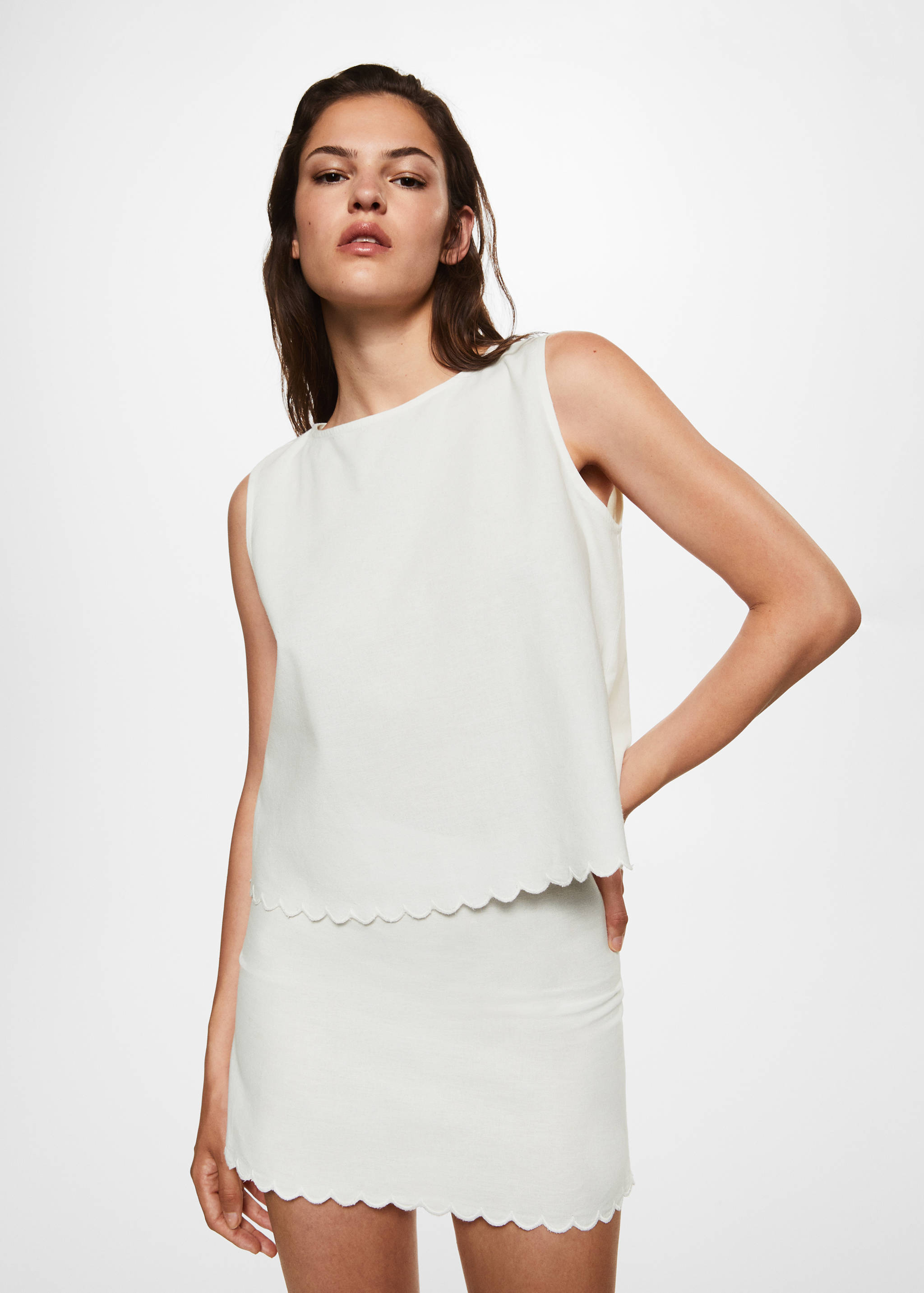 Cotton linen-blend mini-skirt - Details of the article 1