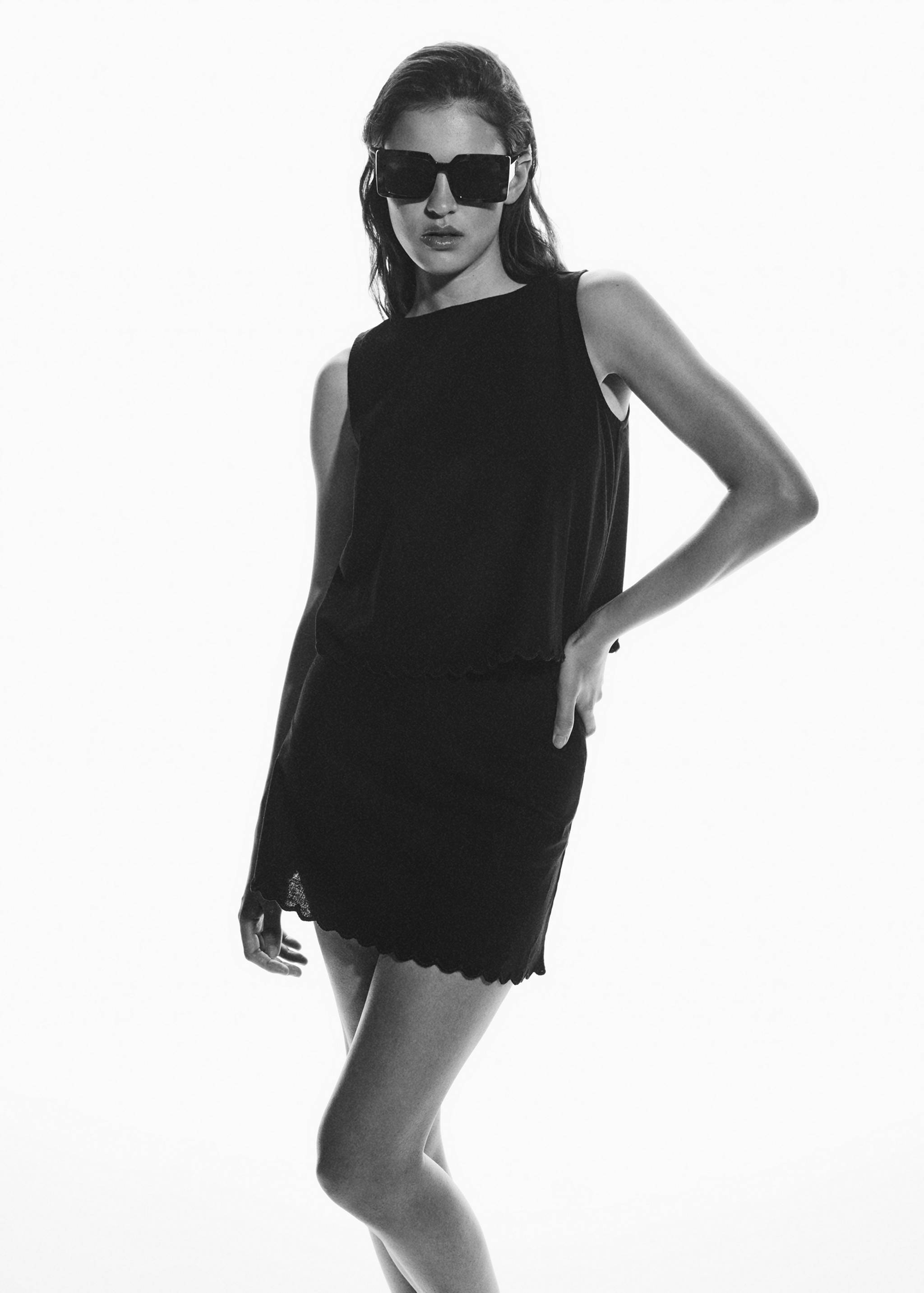 Cotton linen-blend mini-skirt - Details of the article 2