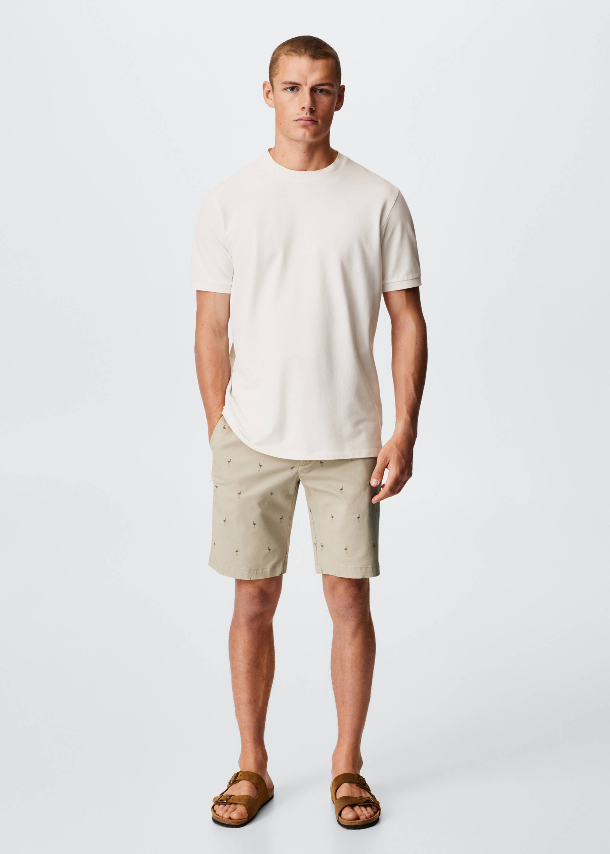 Baumwoll-Bermudashorts mit Motiv - Allgemeine Ansicht