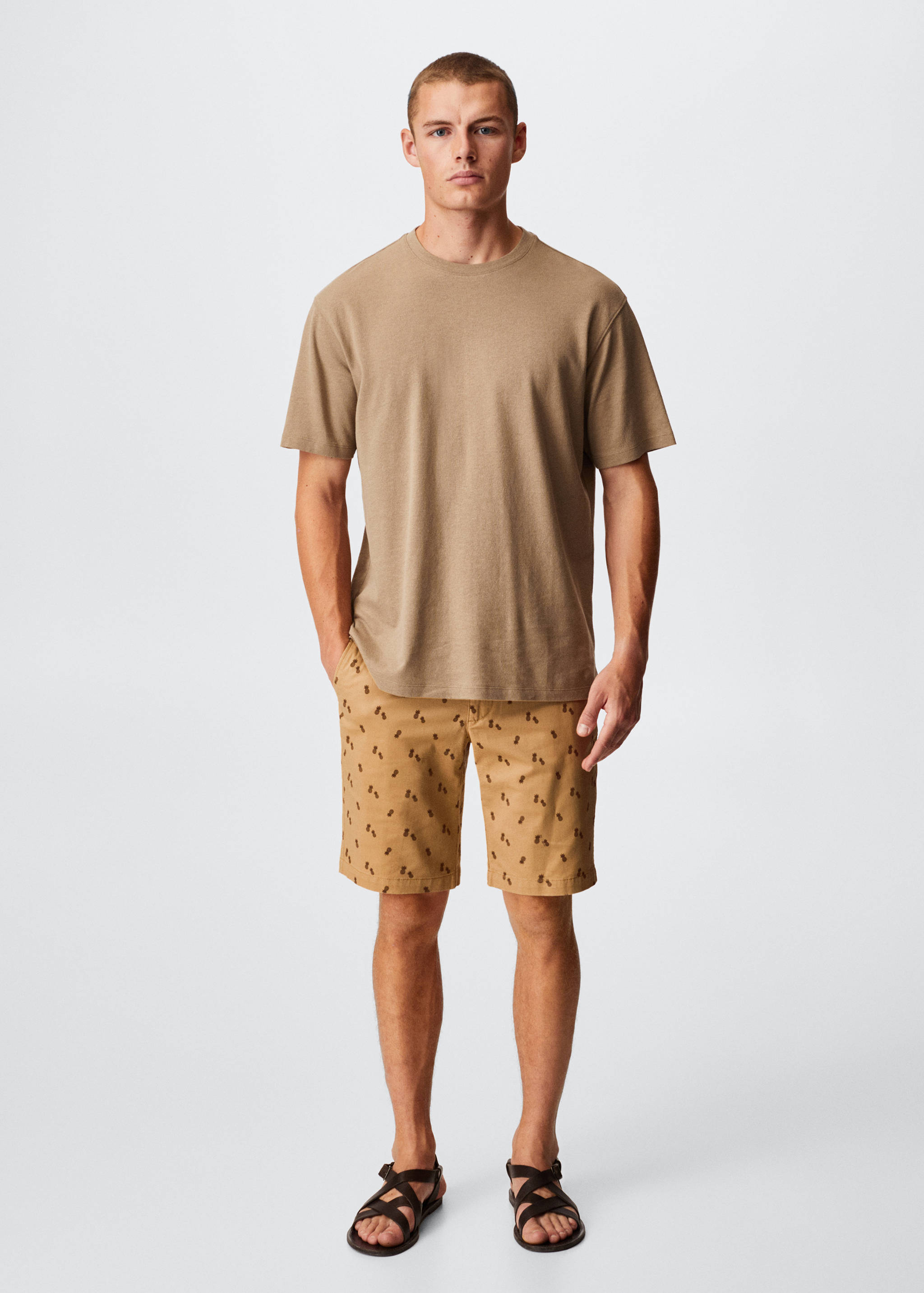 Baumwoll-Bermudashorts mit Motiv - Allgemeine Ansicht