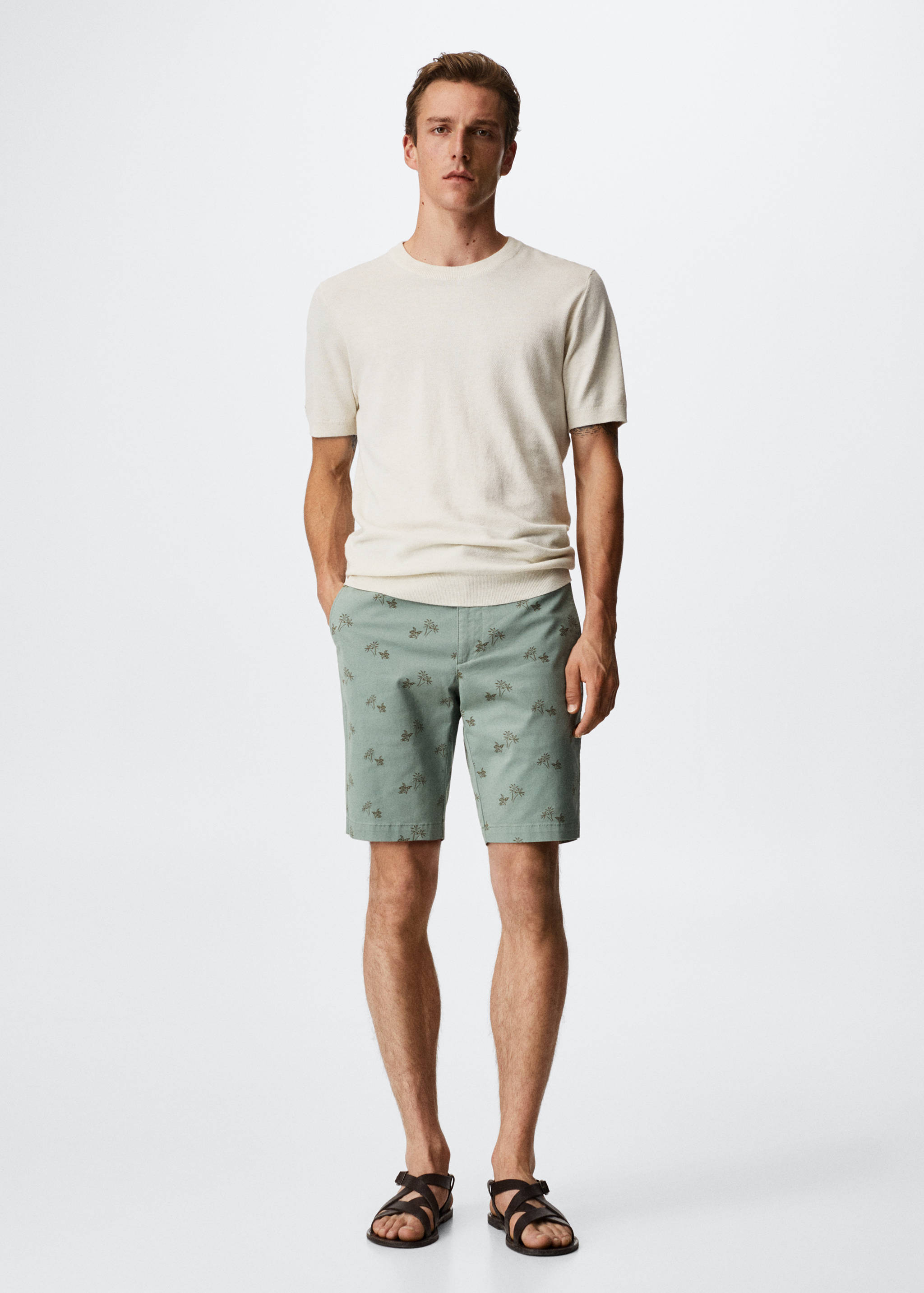 Baumwoll-Bermudashorts mit Motiv - Allgemeine Ansicht