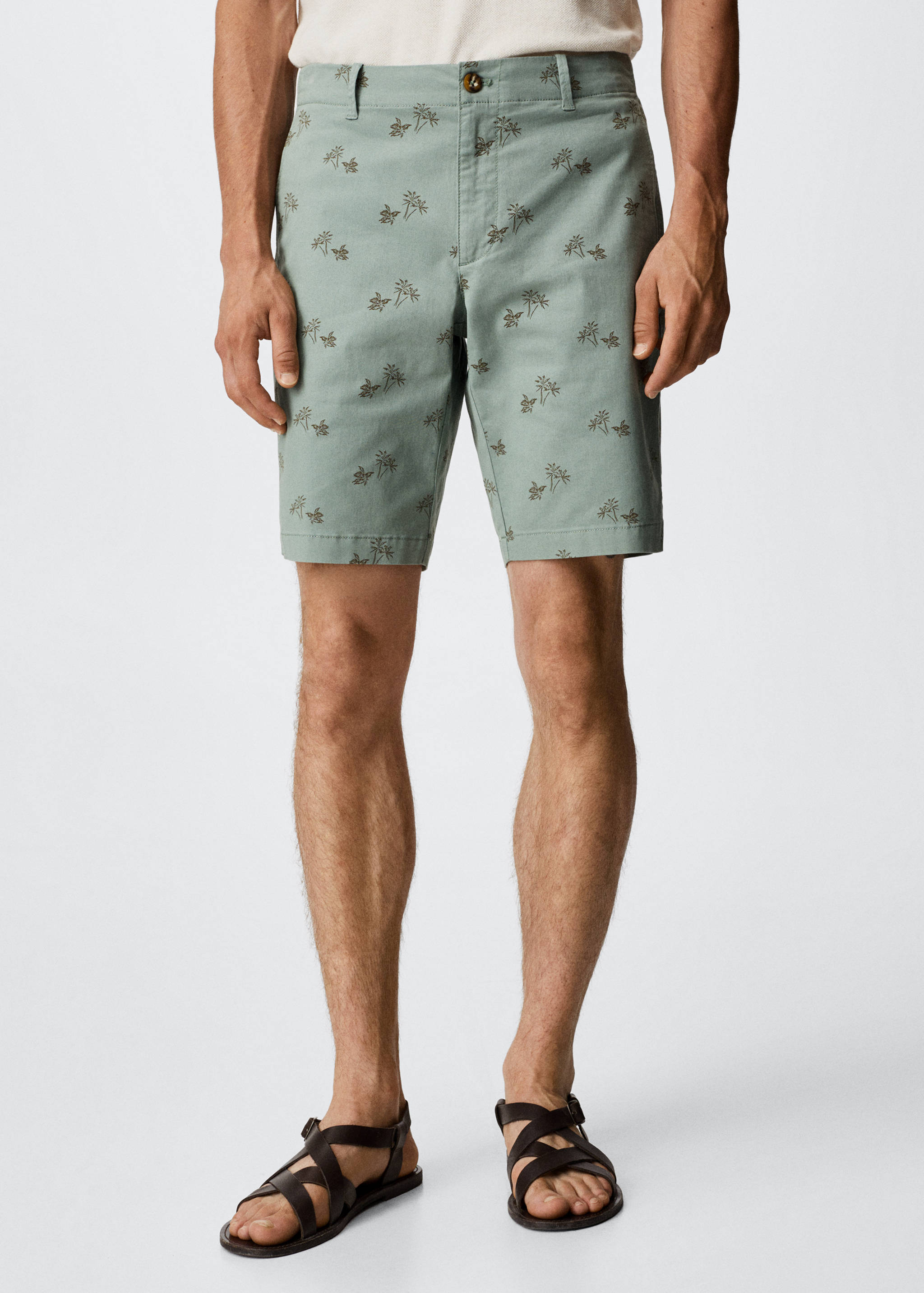 Baumwoll-Bermudashorts mit Motiv - Mittlere Ansicht