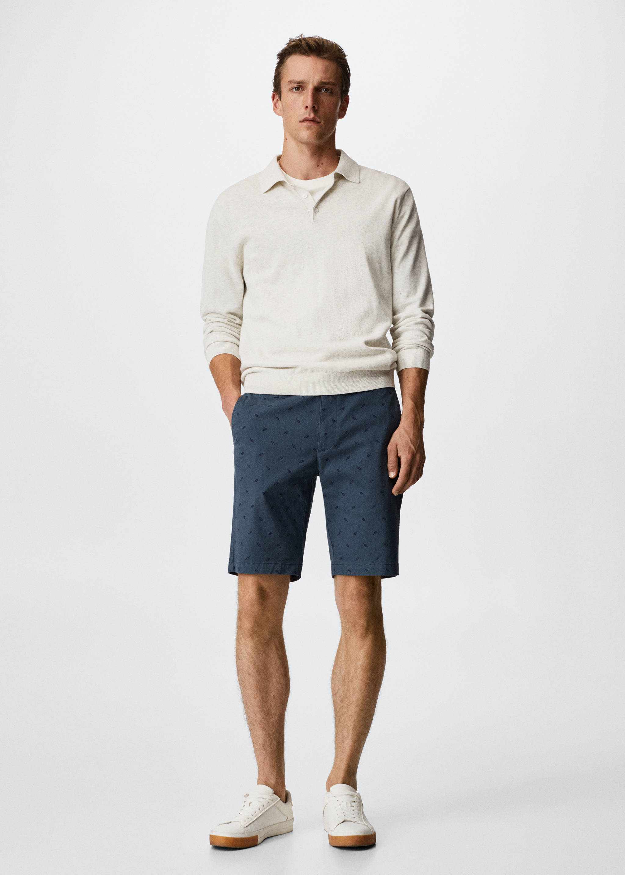 Baumwoll-Bermudashorts mit Motiv - Allgemeine Ansicht