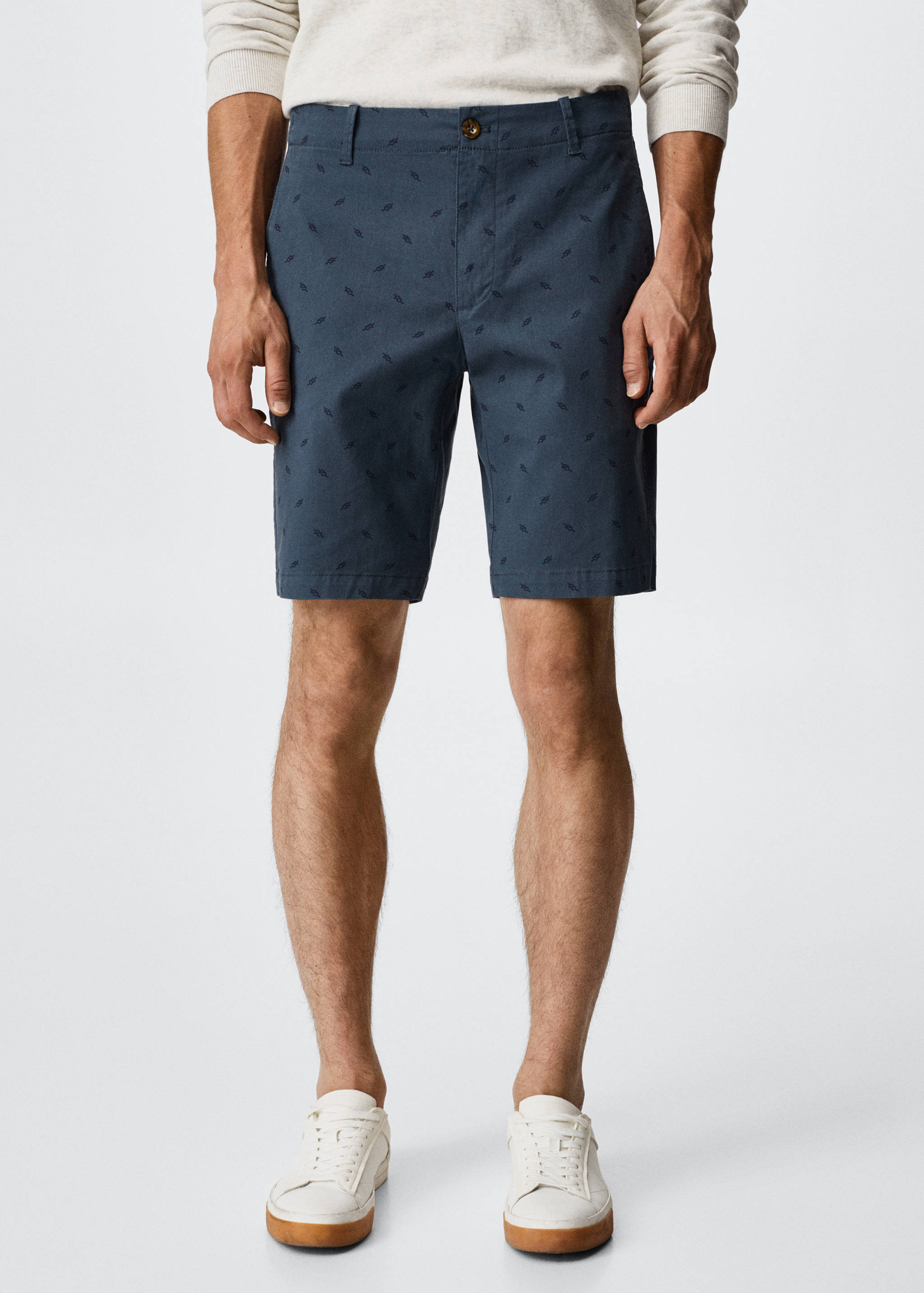 Baumwoll-Bermudashorts mit Motiv - Mittlere Ansicht