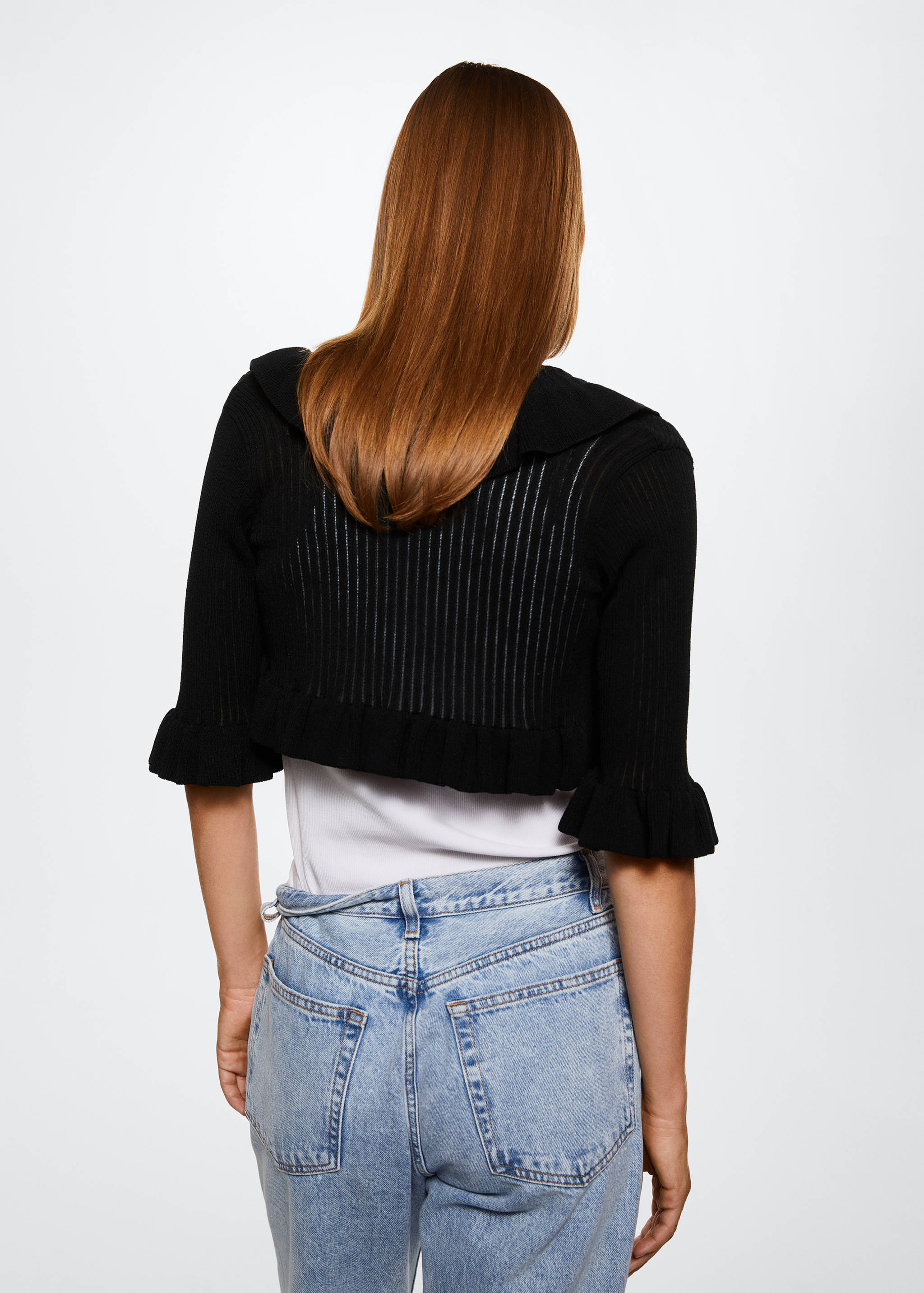 Strick-Cardigan mit Rüschen - Rückseite des Artikels