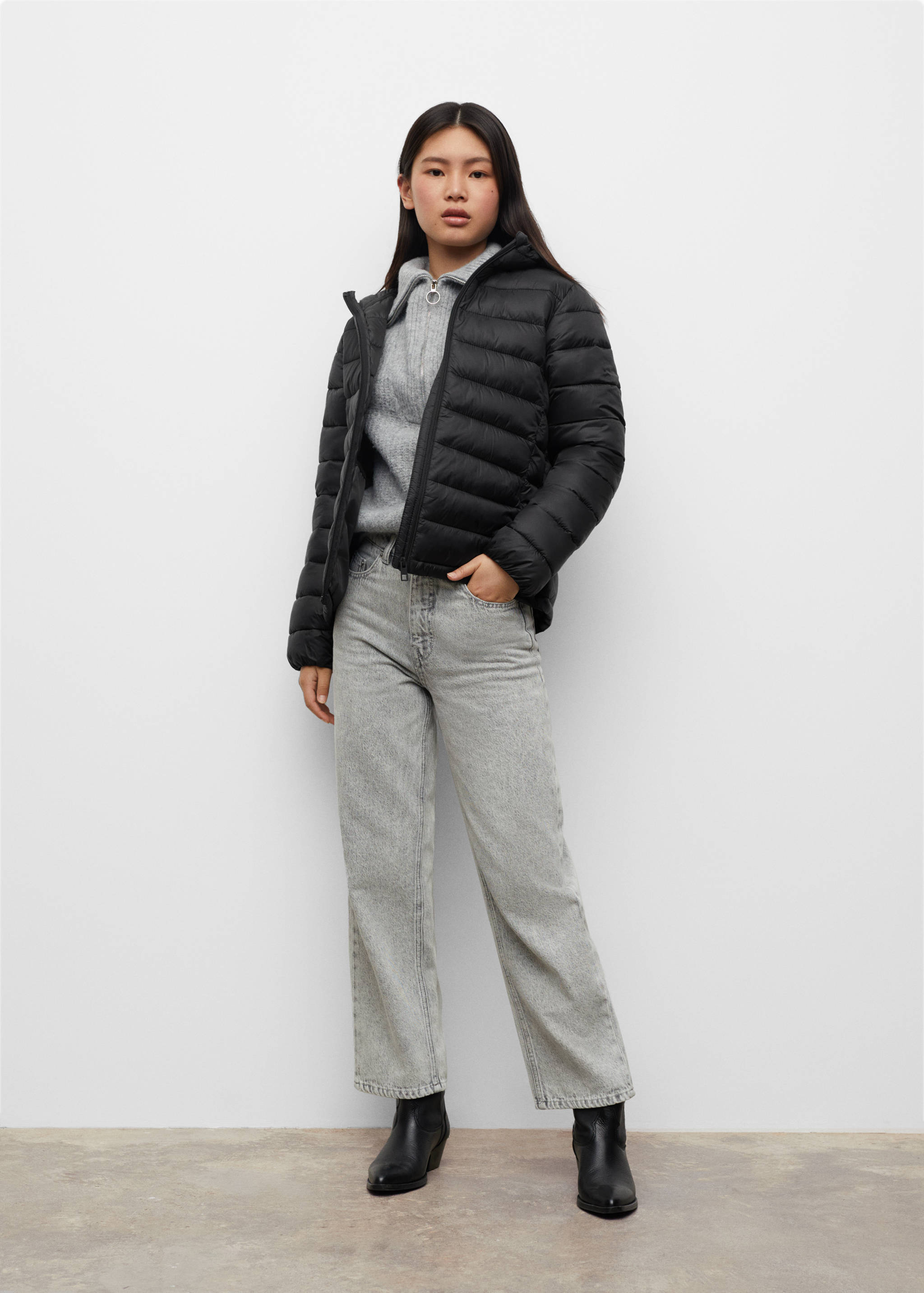 Hood quilted coat - General plane