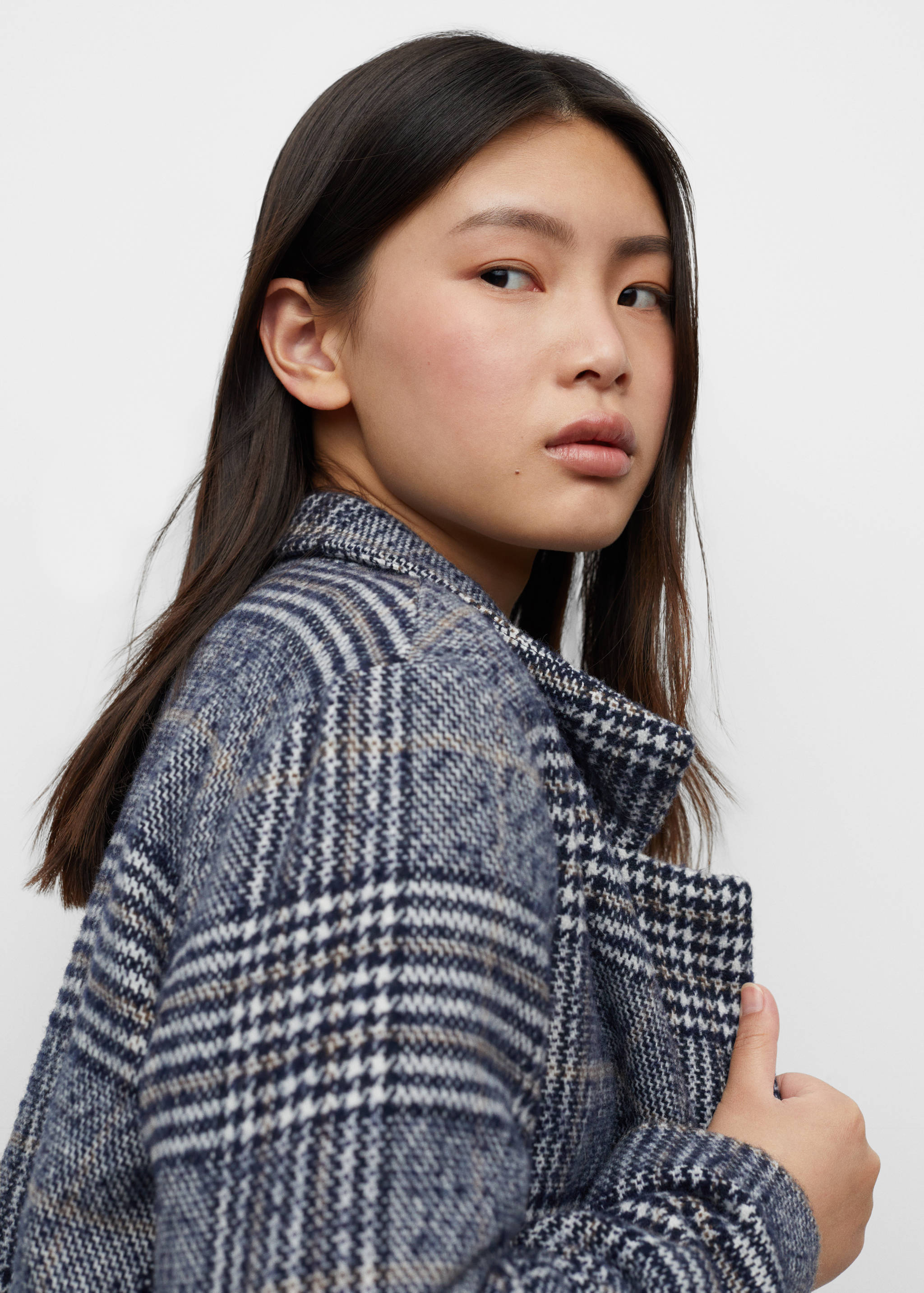 Checked structured coat - Details of the article 1