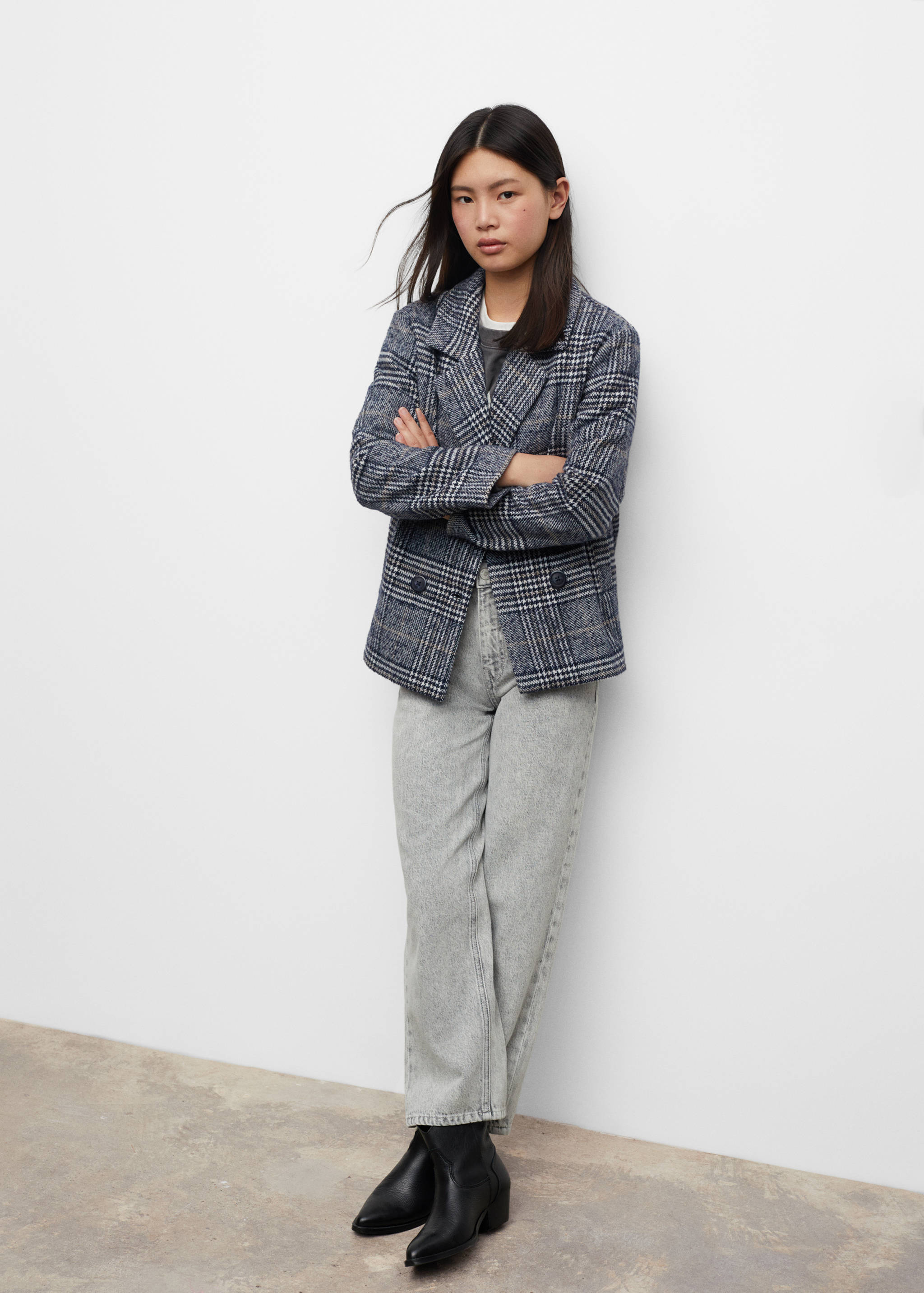 Checked structured coat - Details of the article 2