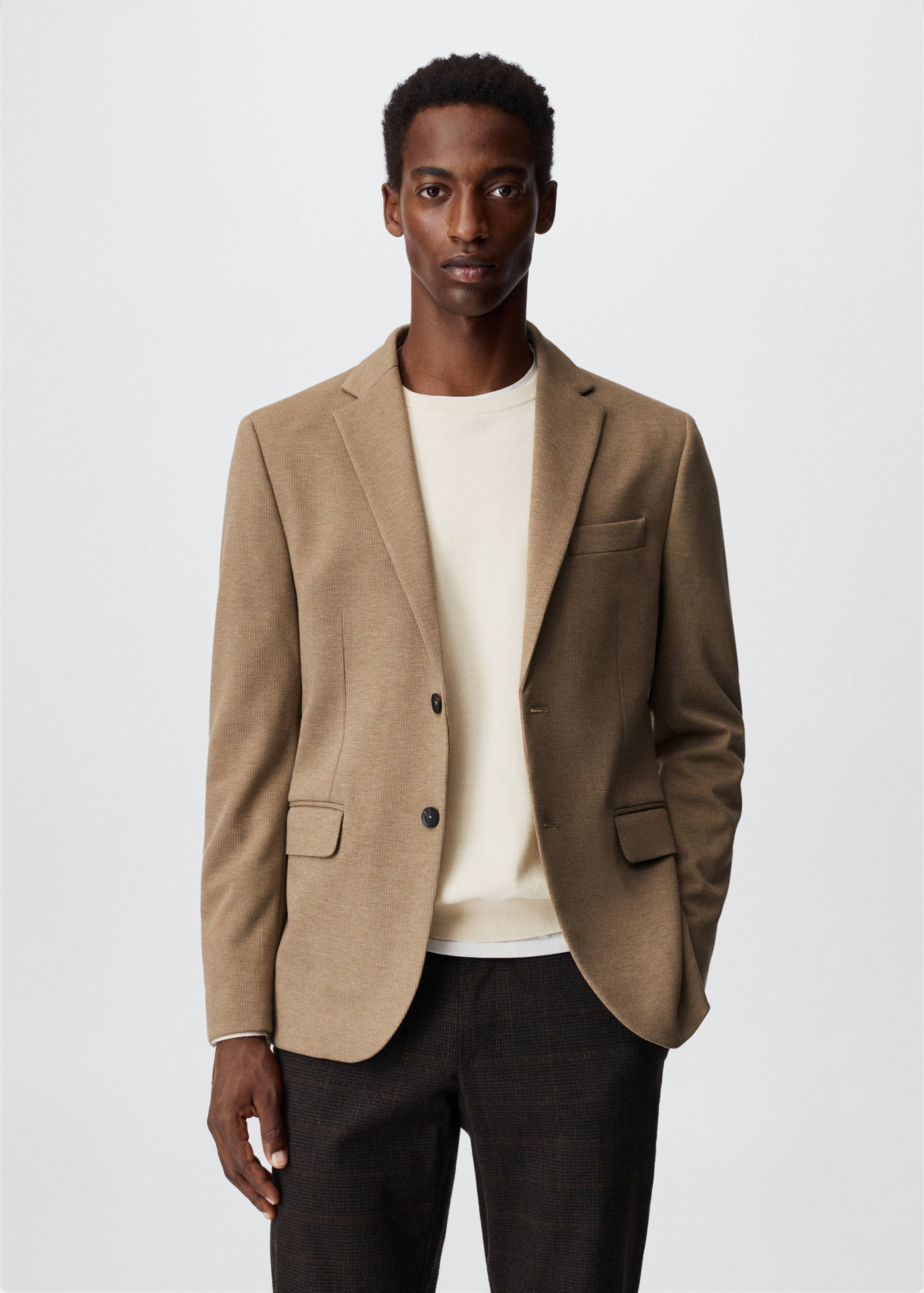 Americana slim fit cotó  - Pla mig