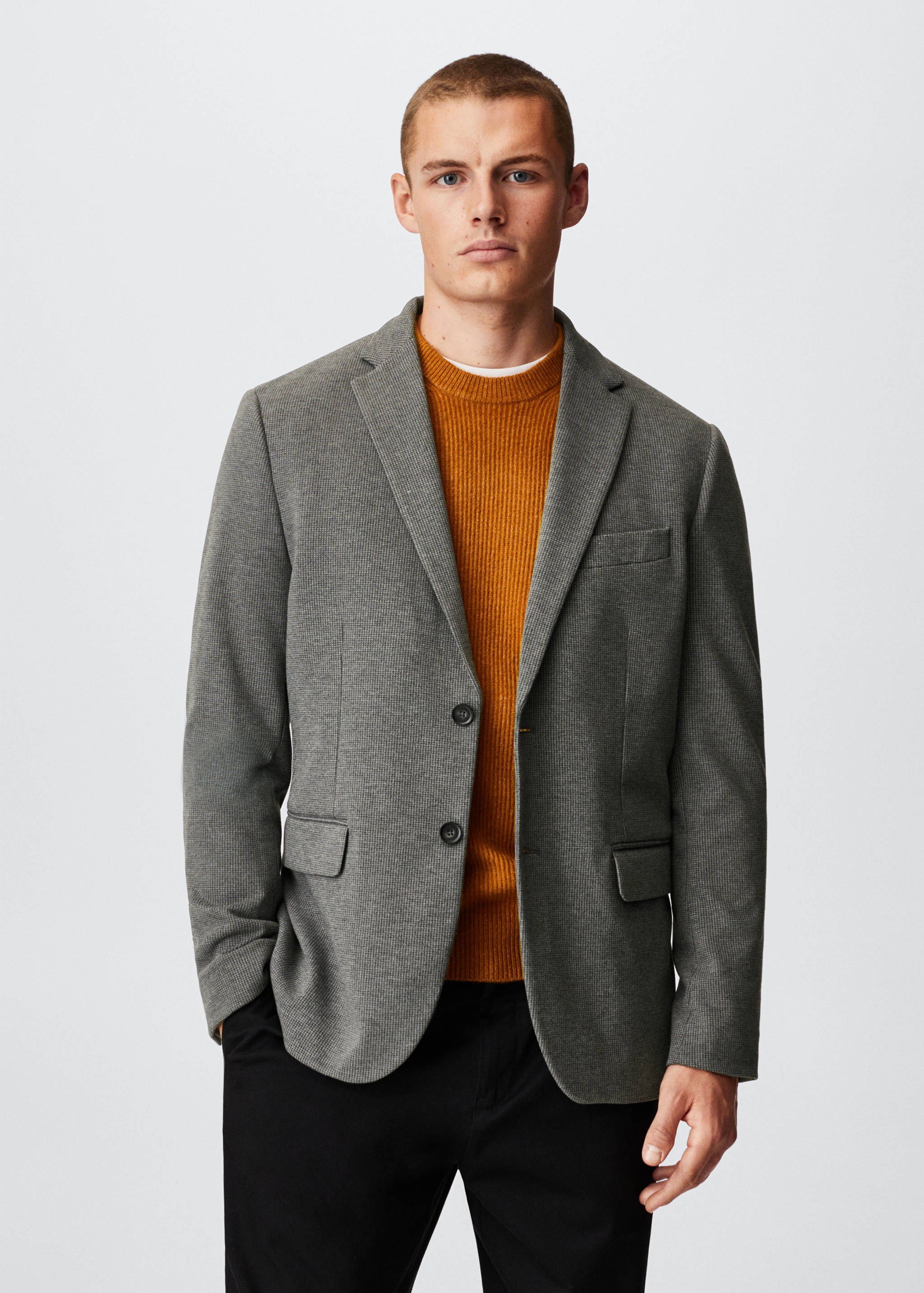 Slim fit cotton blazer - Medium plane