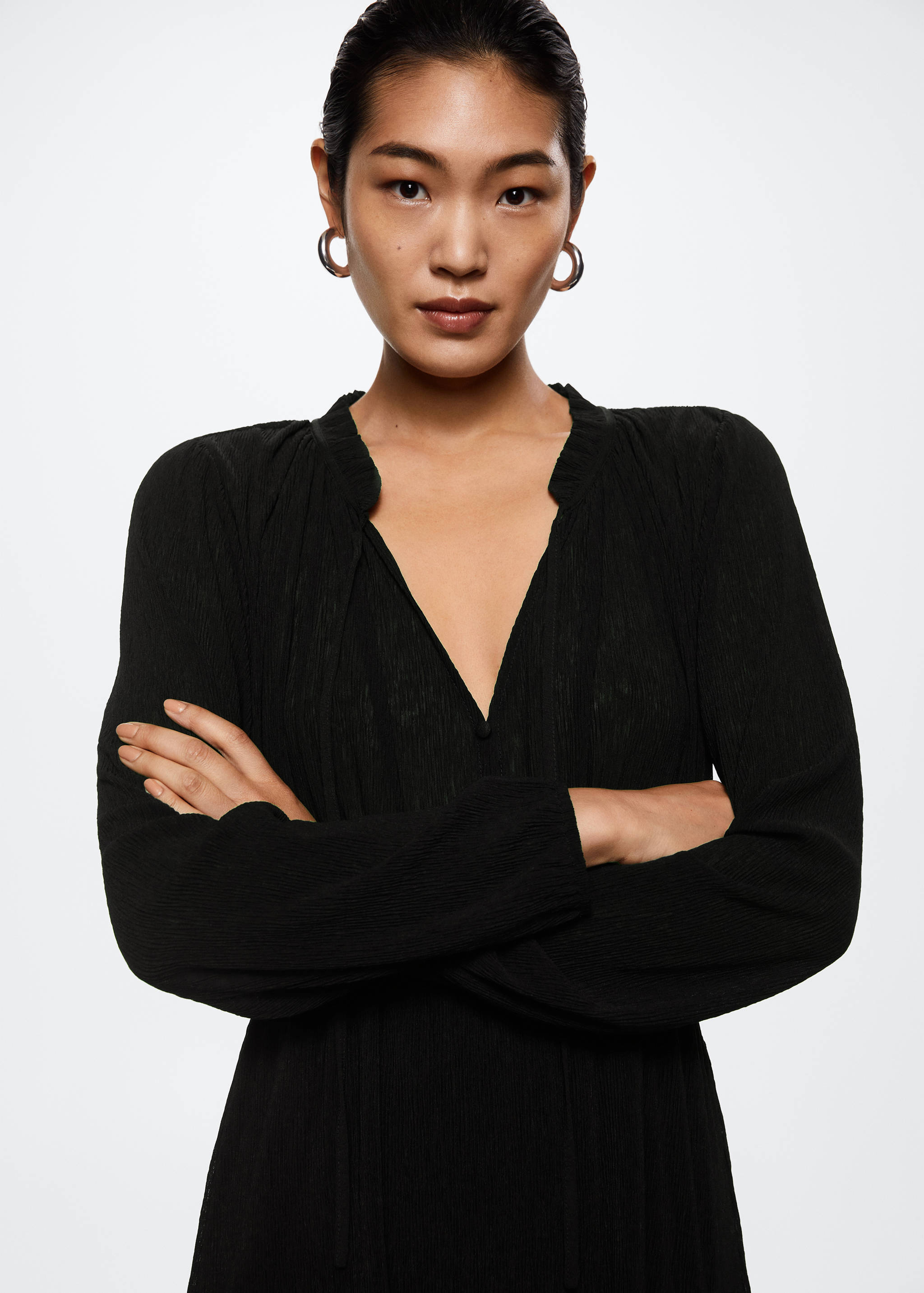 Textured short dress - Details of the article 1