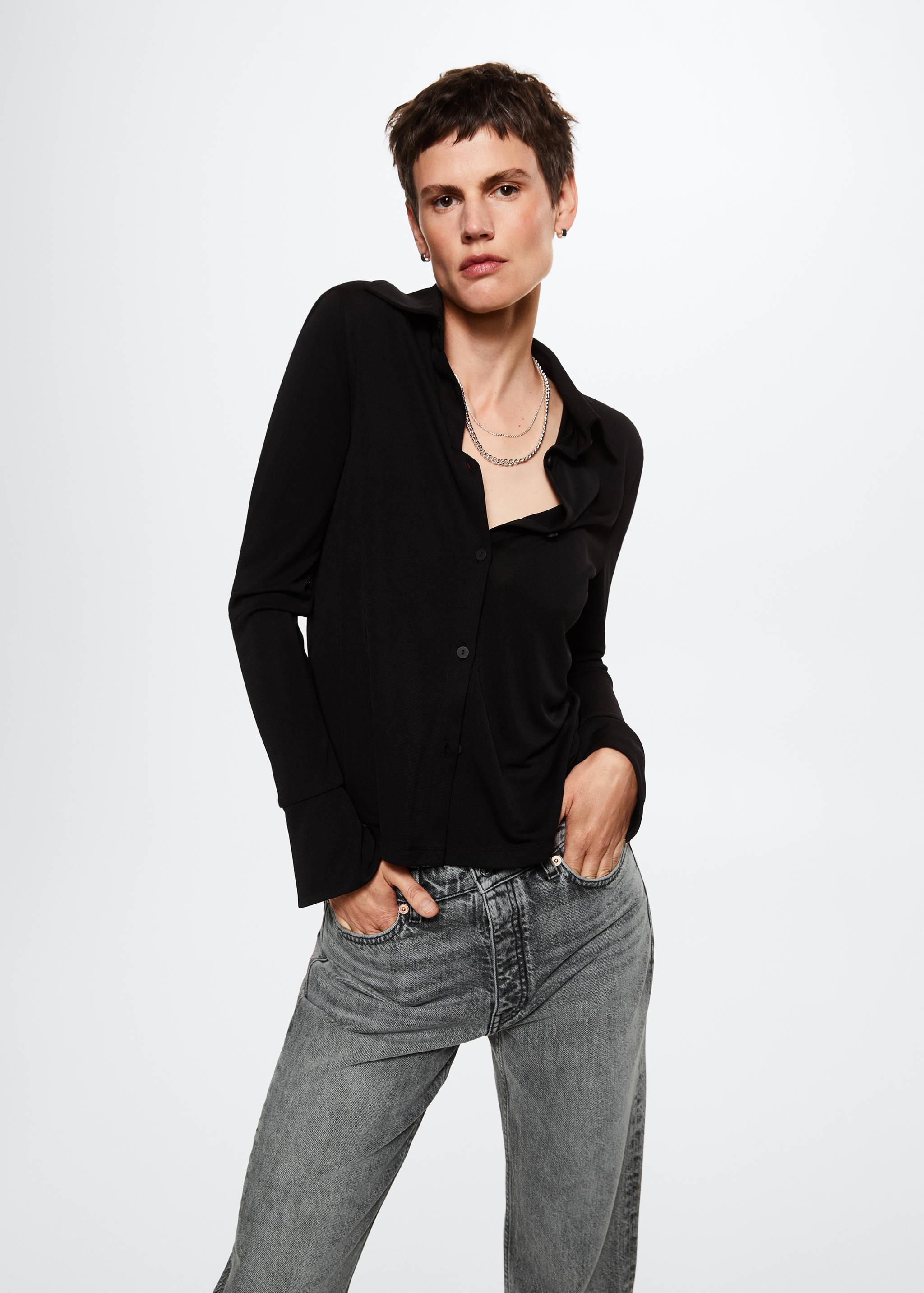 Jeans rectos tiro alto crop - Detalle del artículo 1