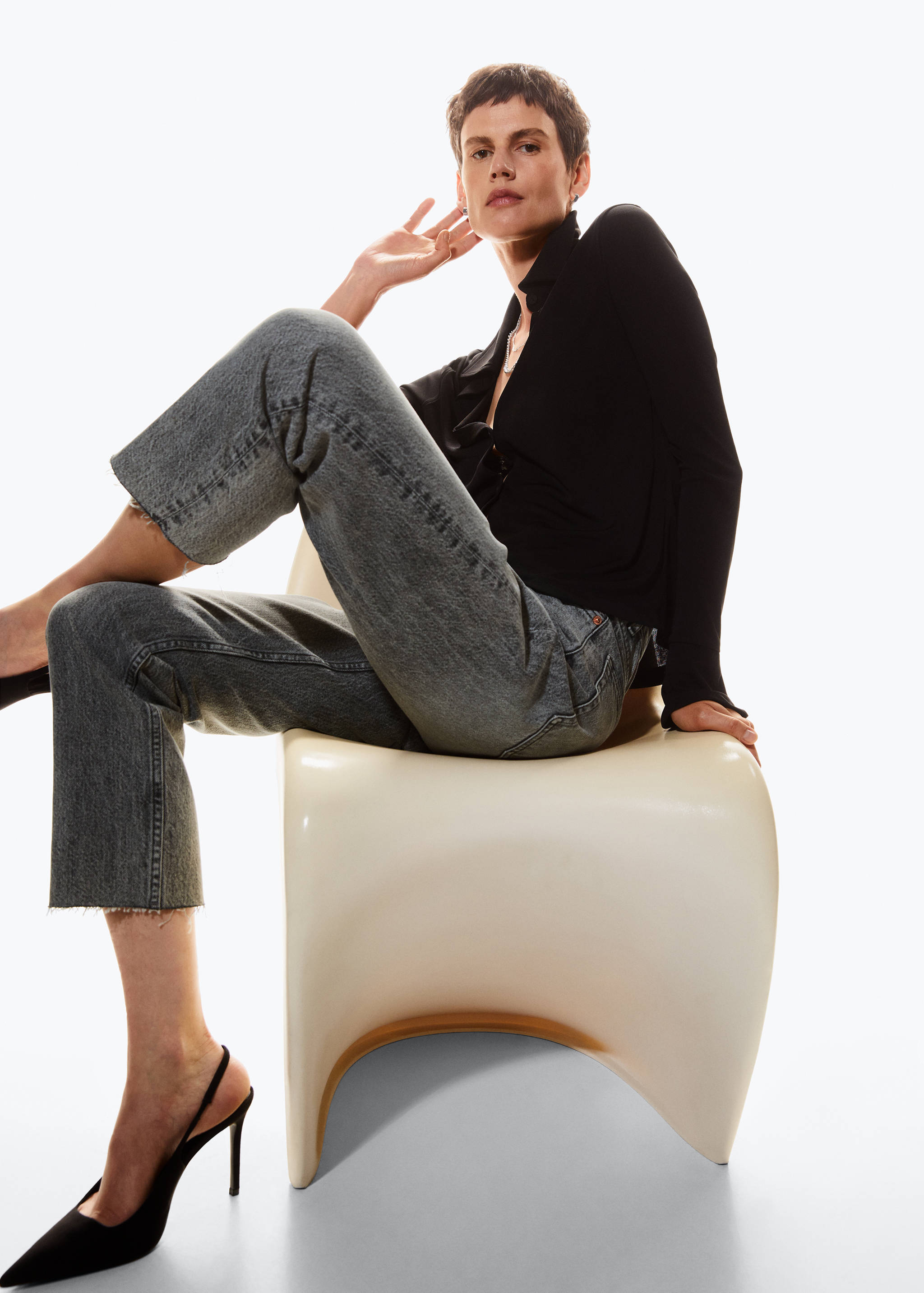 Jeans rectos tiro alto crop - Detalle del artículo 2