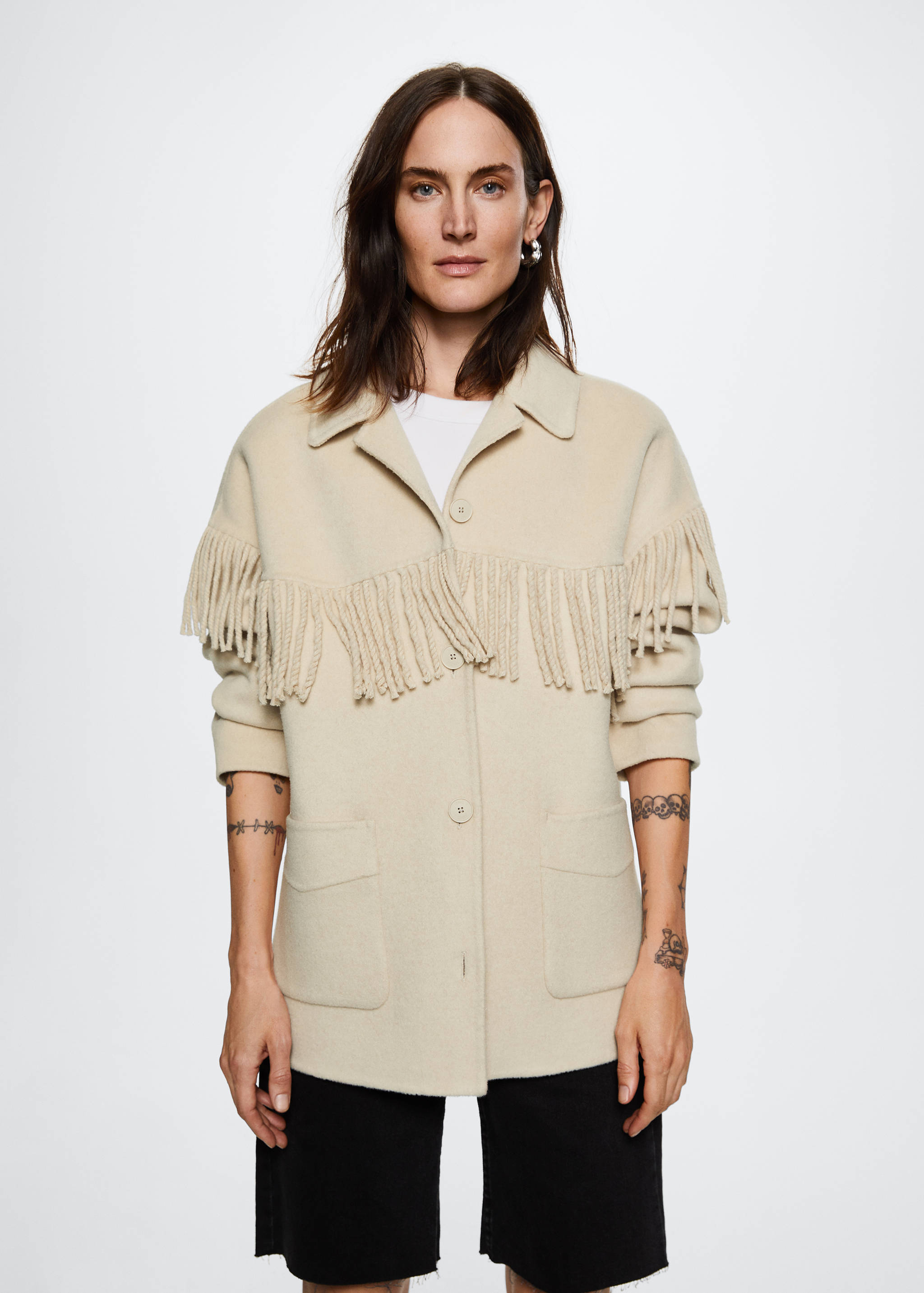 Handmade fringed overshirt - Medium plane