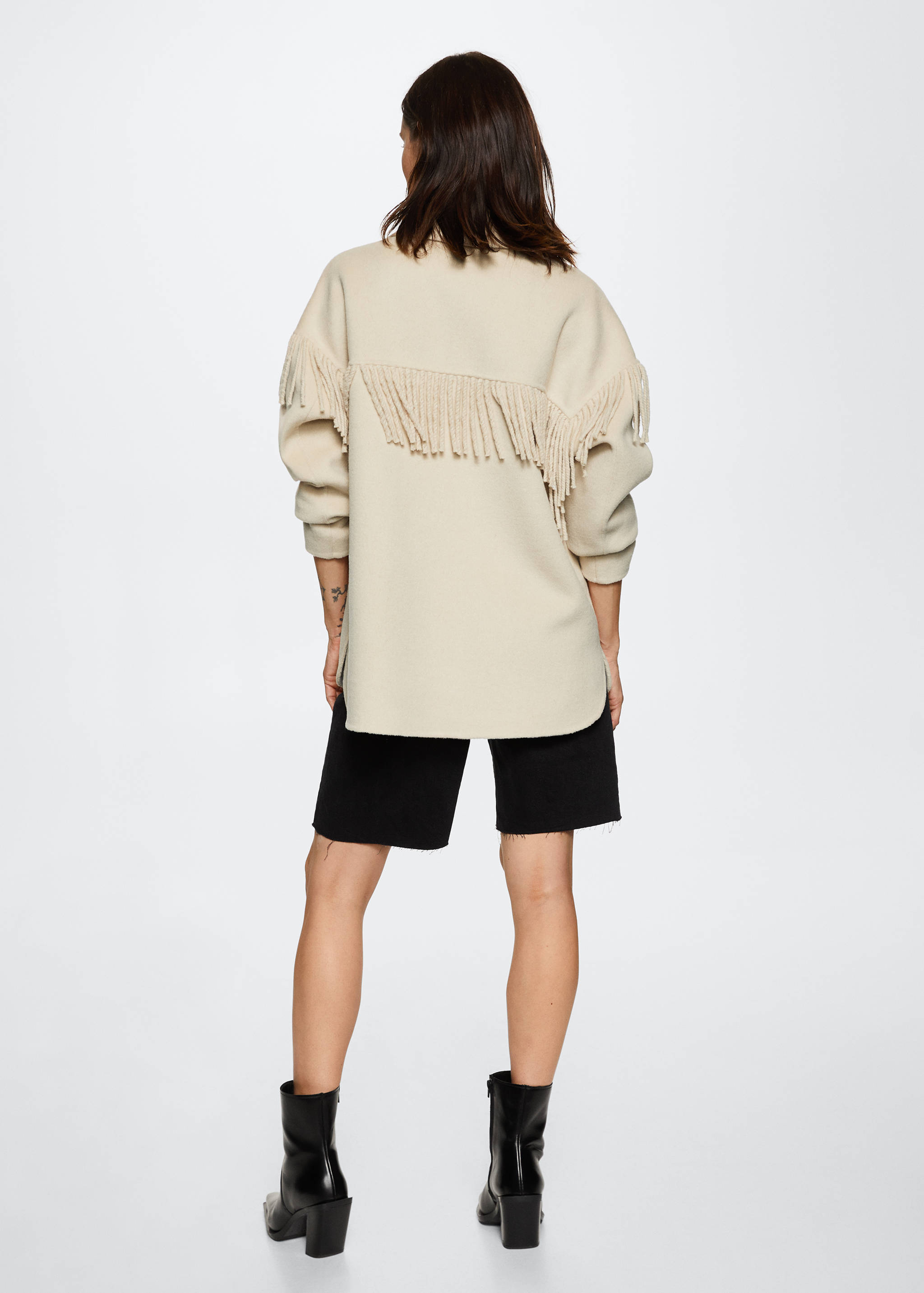 Handmade fringed overshirt - Reverse of the article