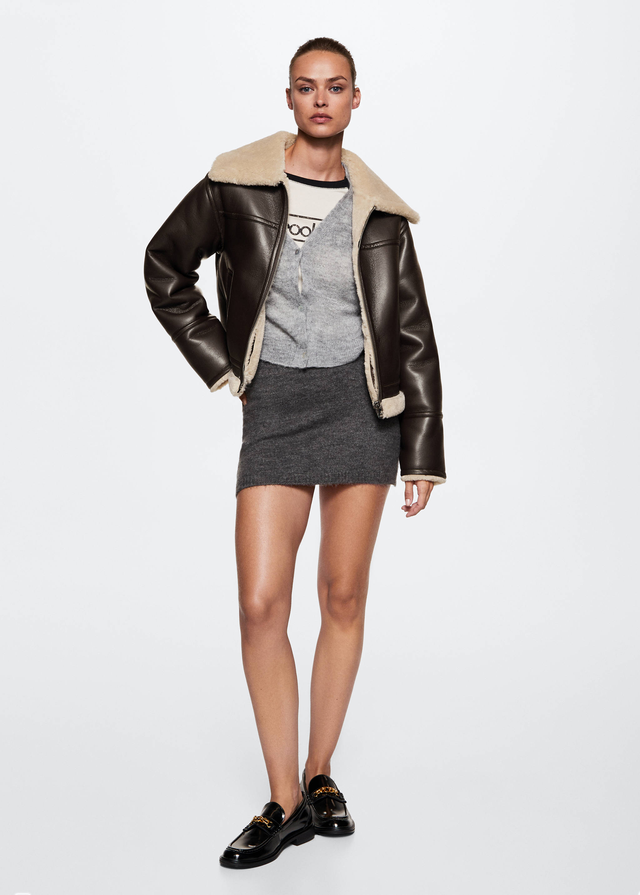 Jacket with shearling-effect lining - General plane