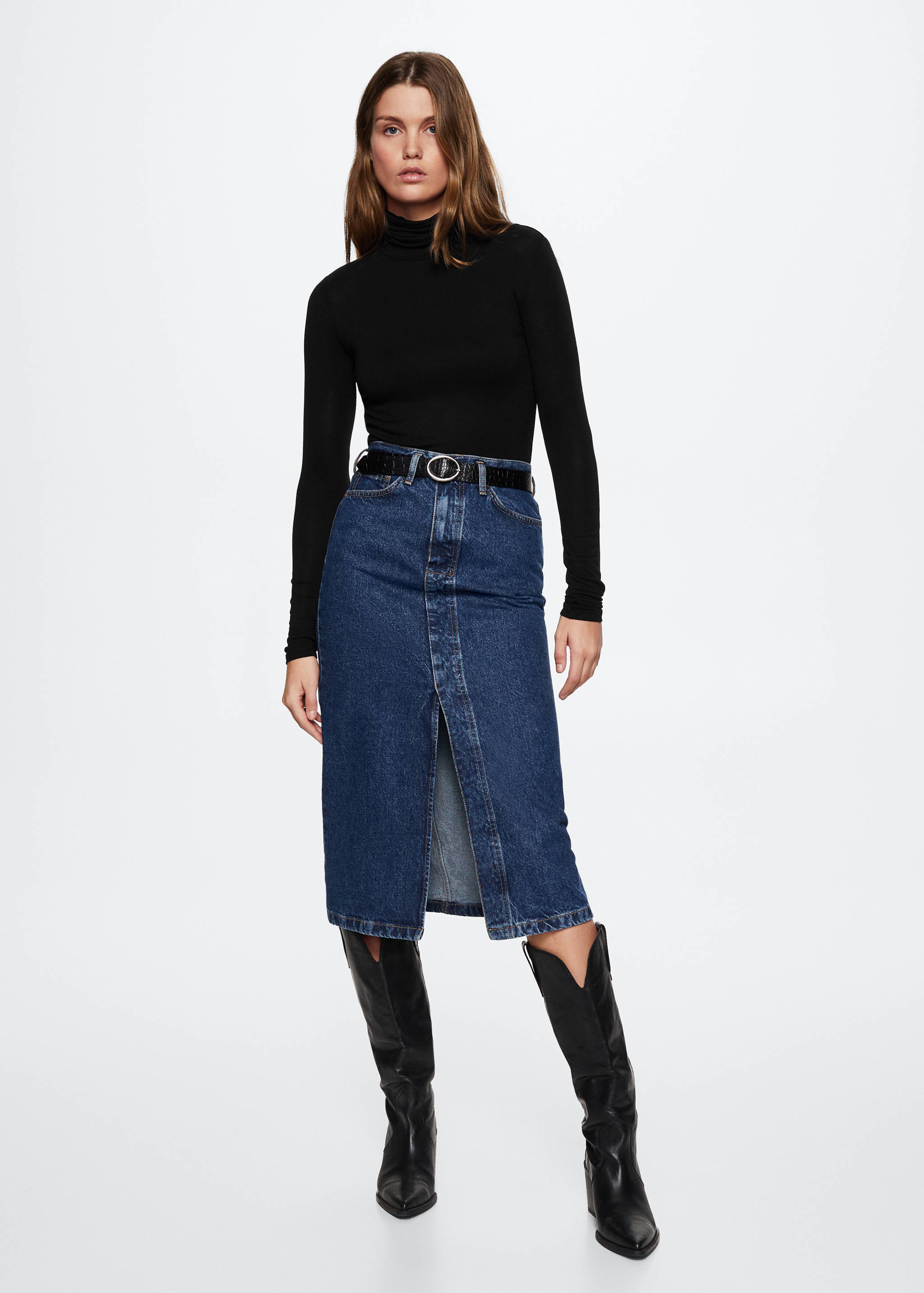 Μπλούζα ψηλός γιακάς ντραπέ - Γενικό πλάνο