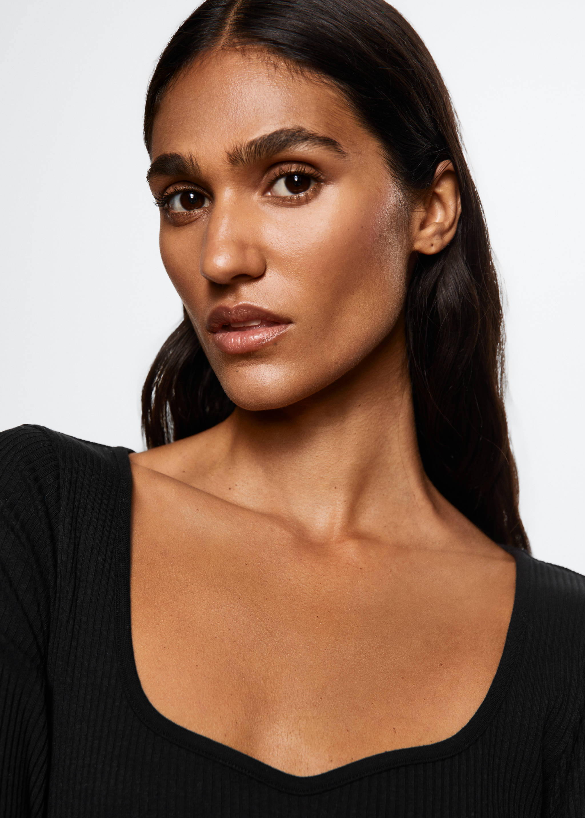 Ribbed Squared neckline t-shirt - Details of the article 1