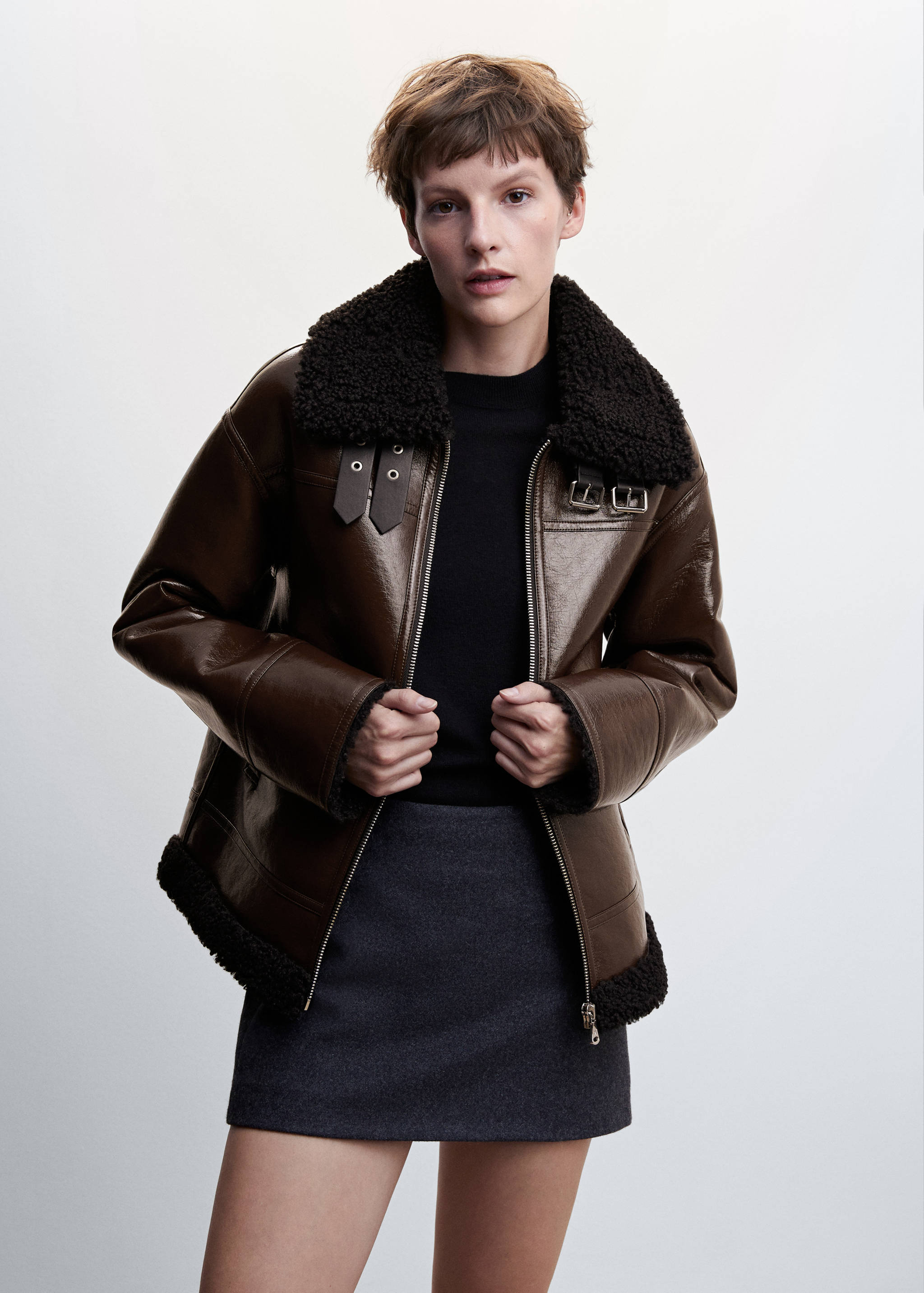 Jacket with shearling-effect lining - Medium plane
