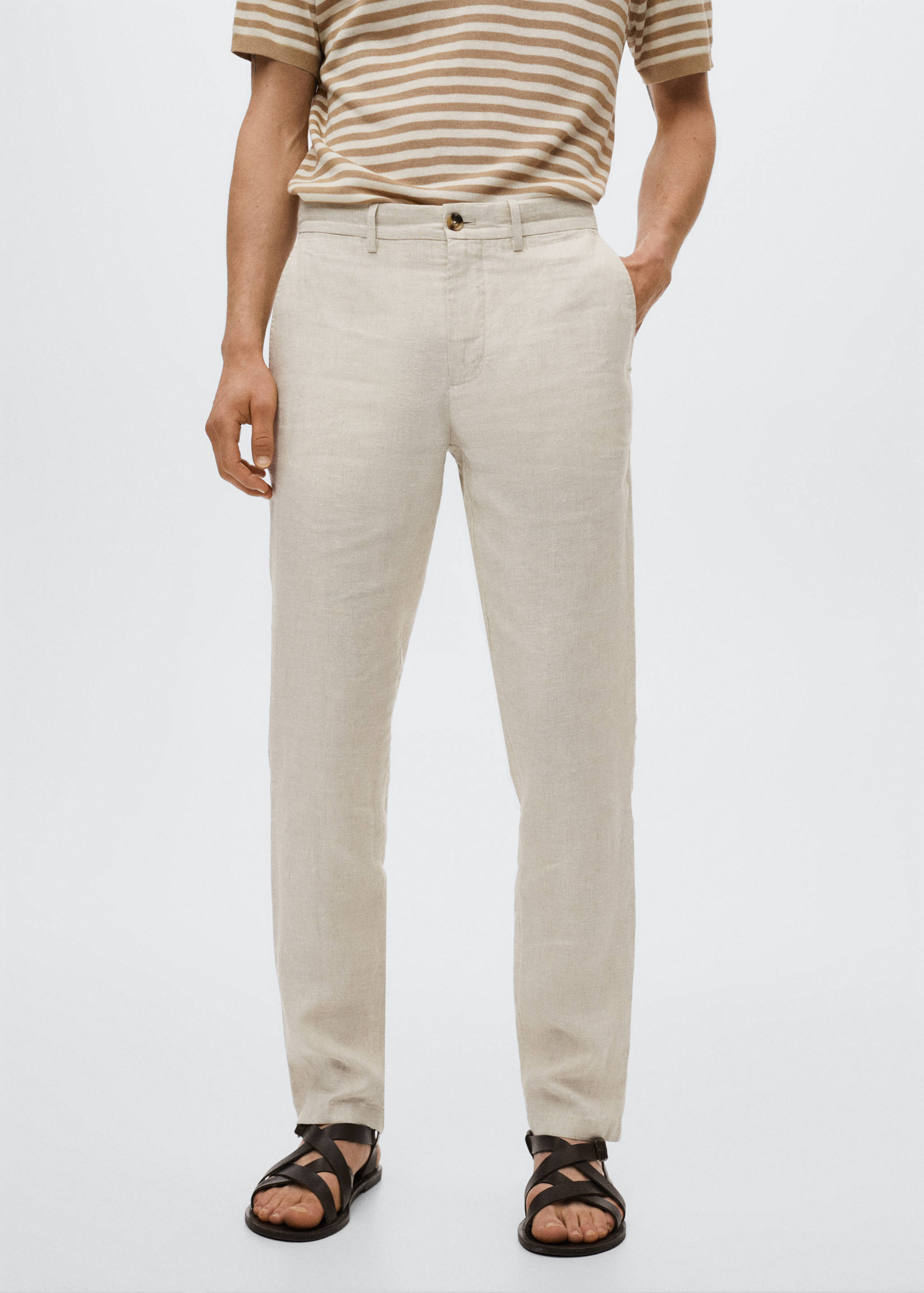 Slim fit linen trousers - Medium plane