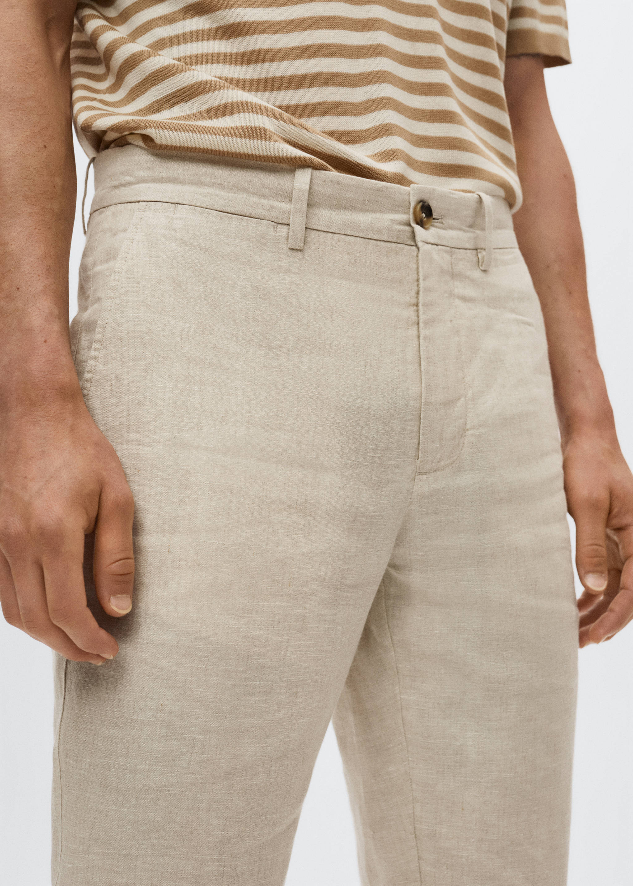 Slim fit linen trousers - Details of the article 1