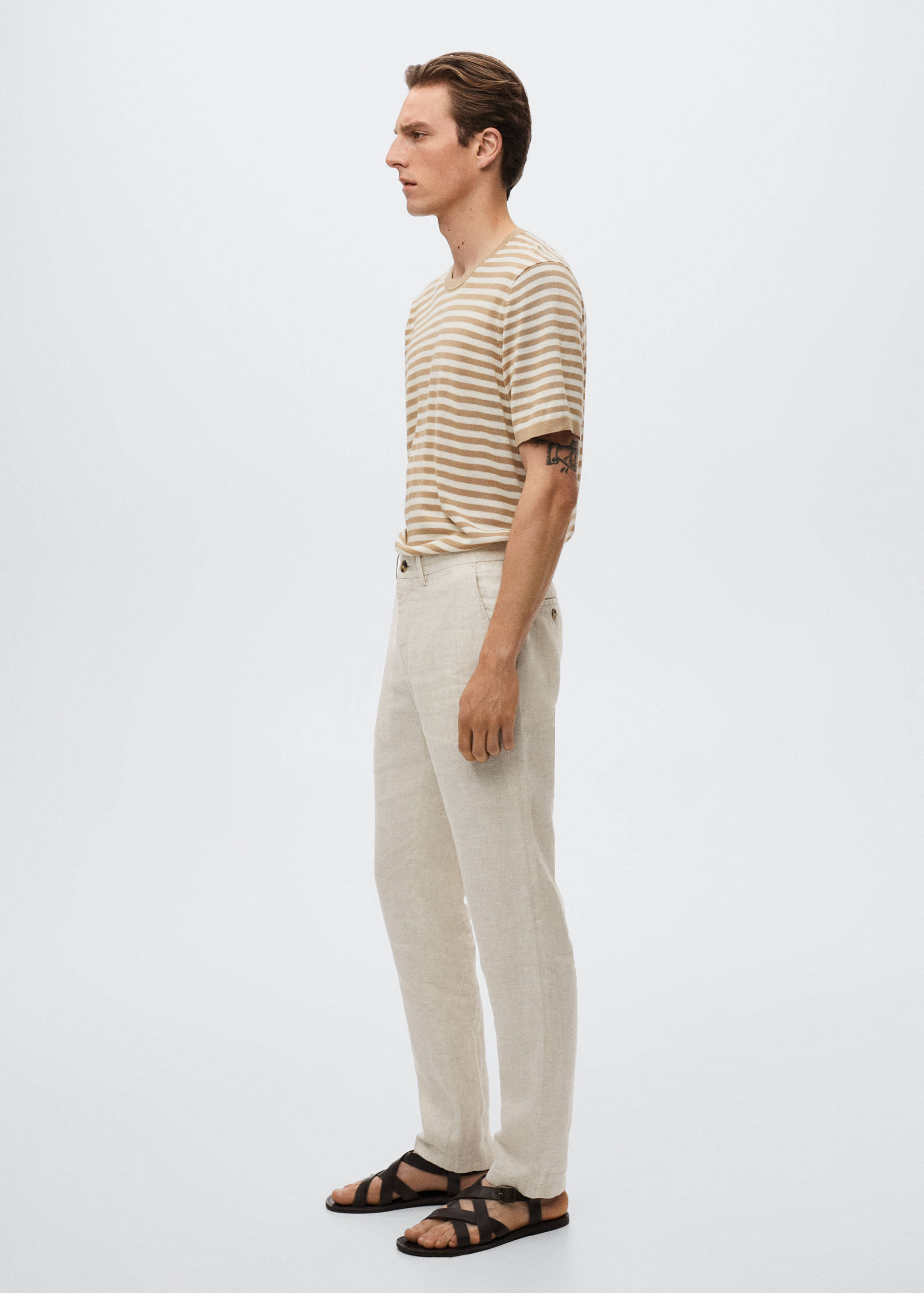 Slim fit linen trousers - Details of the article 2
