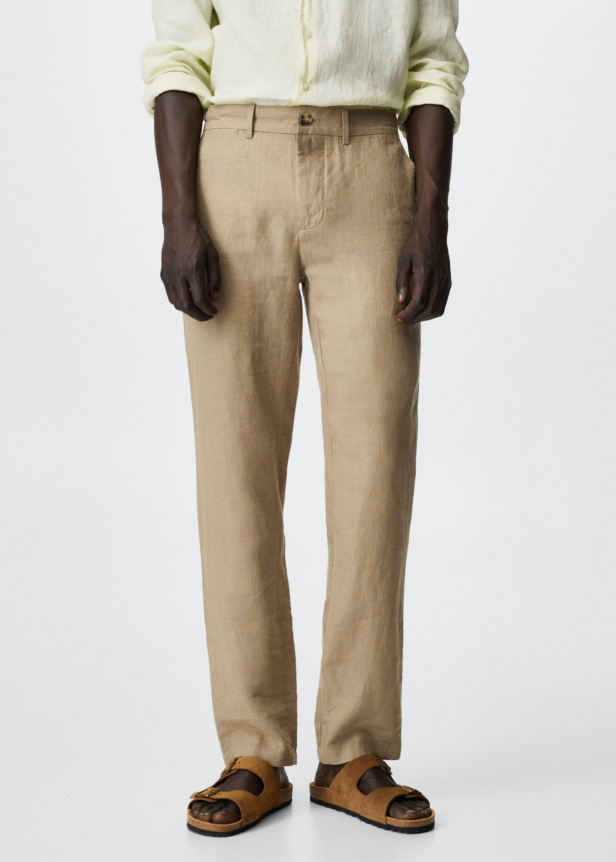 Slim fit linen trousers - Medium plane