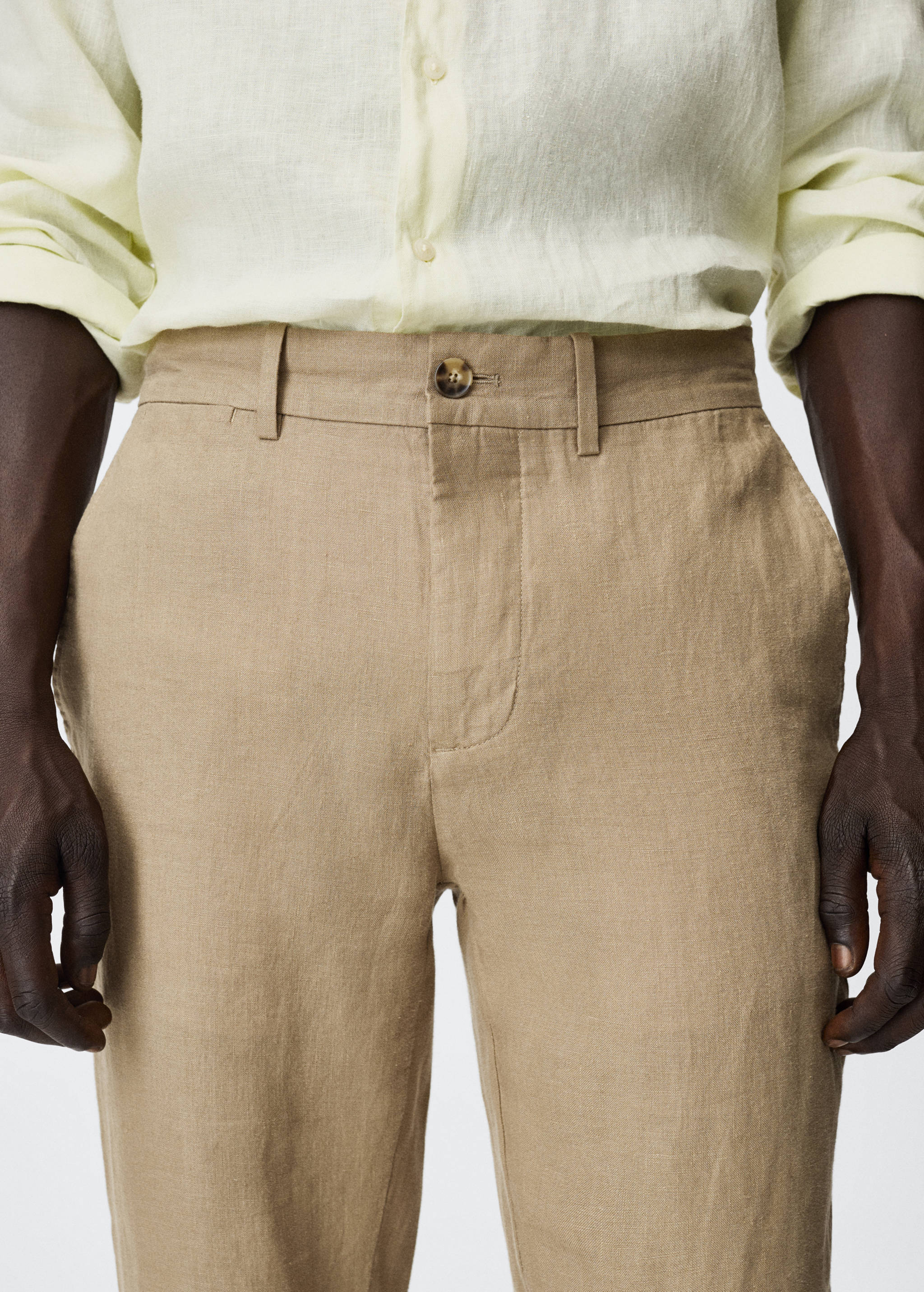 Slim fit linen trousers - Details of the article 1