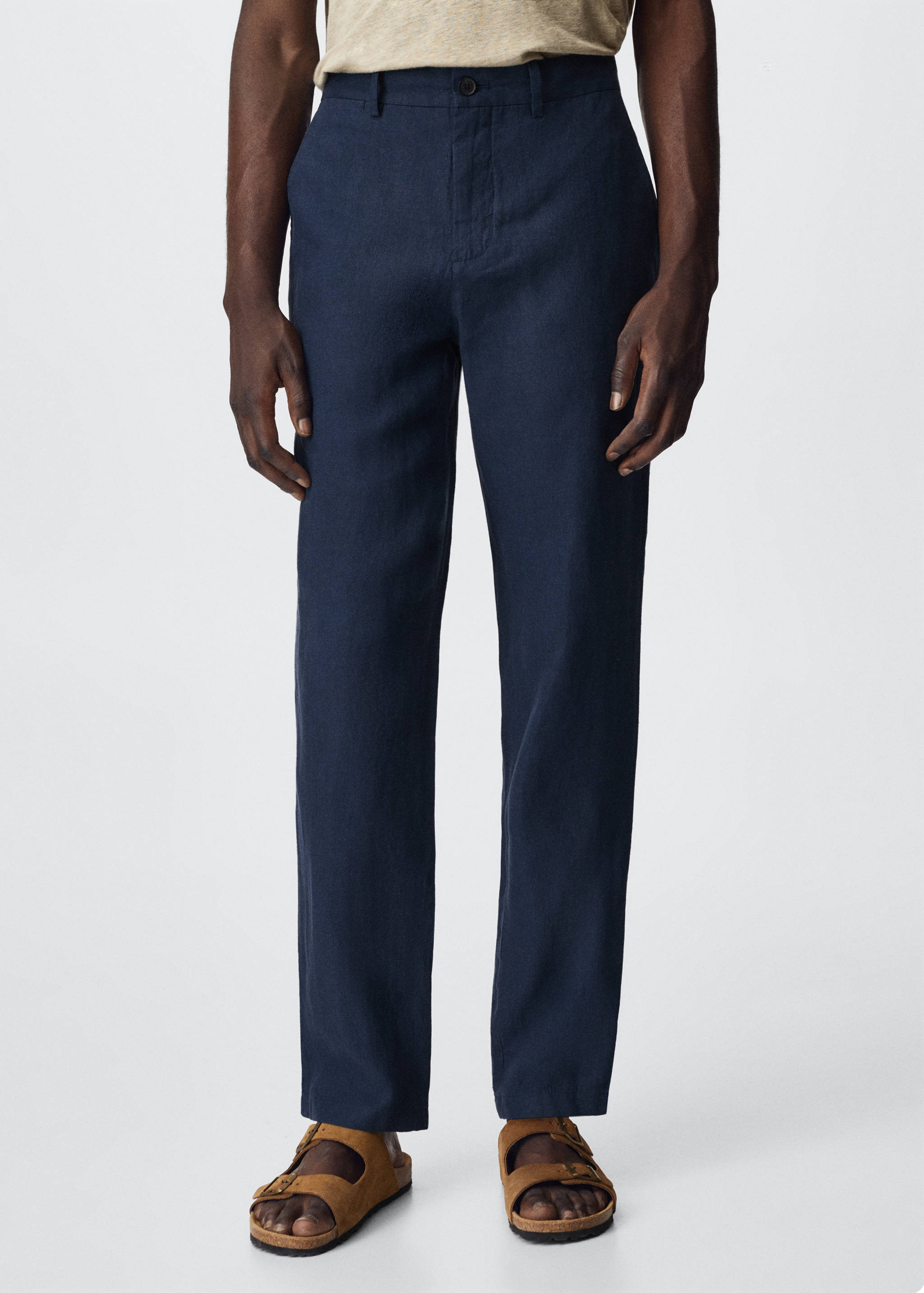Slim fit linen trousers - Medium plane