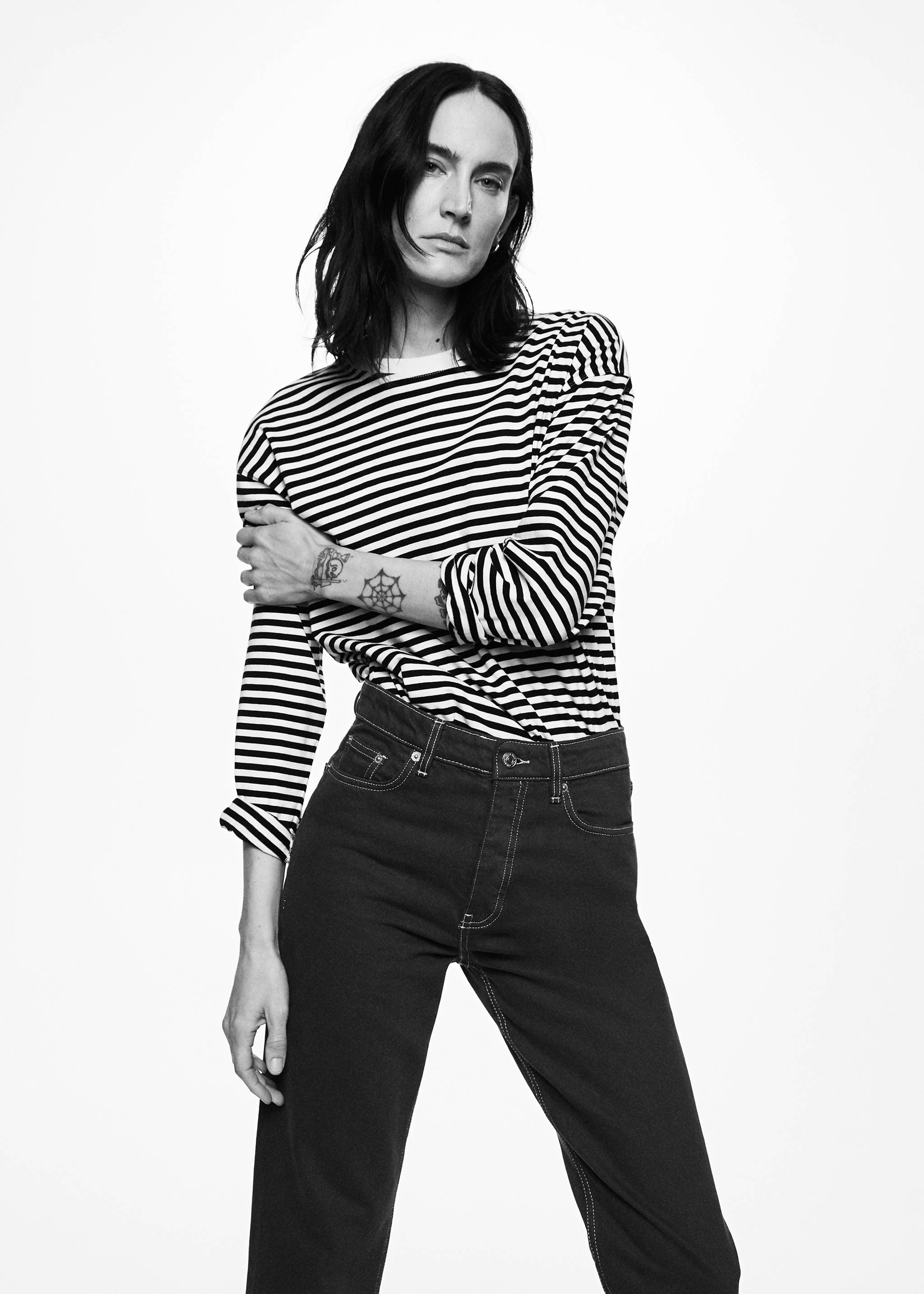 Jeans rectos tiro alto crop - Detalle del artículo 1